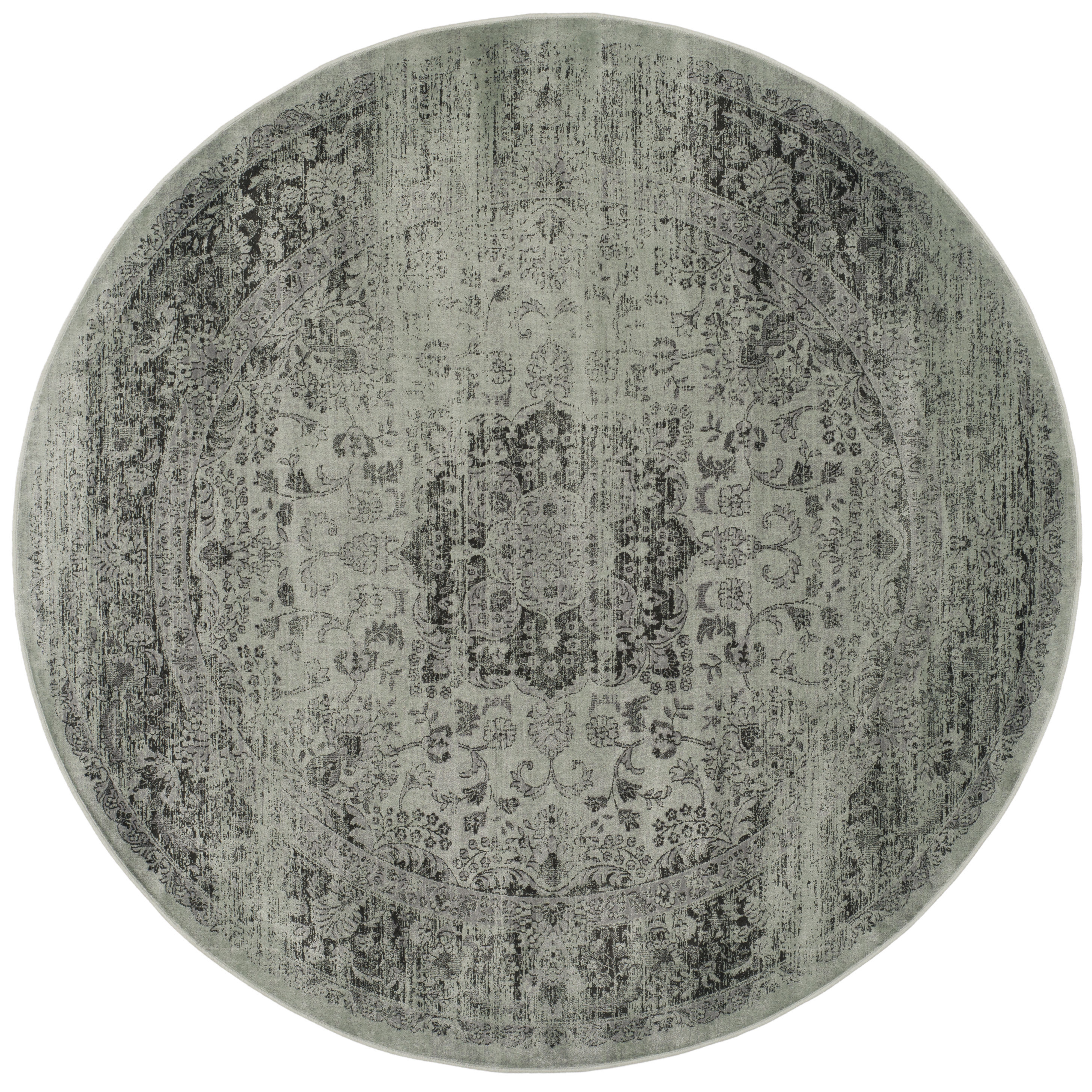 Safavieh VTG113-2111-6R Vintage Alhia 6 x 6 (ft) Loomed Synthetic Spruce/Ivory Round Indoor Distressed/Overdyed Vintage Area rug