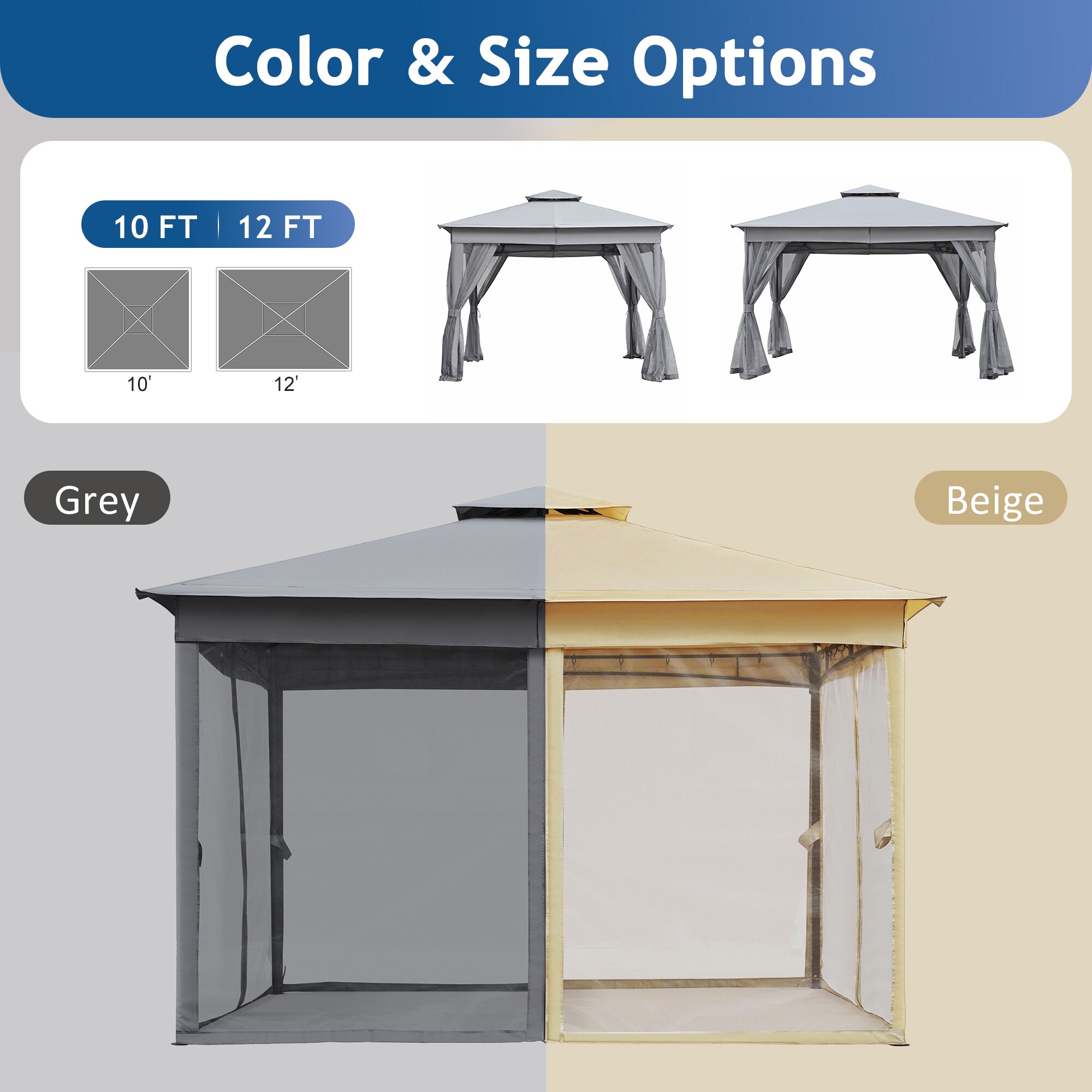 SINOFURN SYB740012WT Wood-Resin-Gazebos - View #7