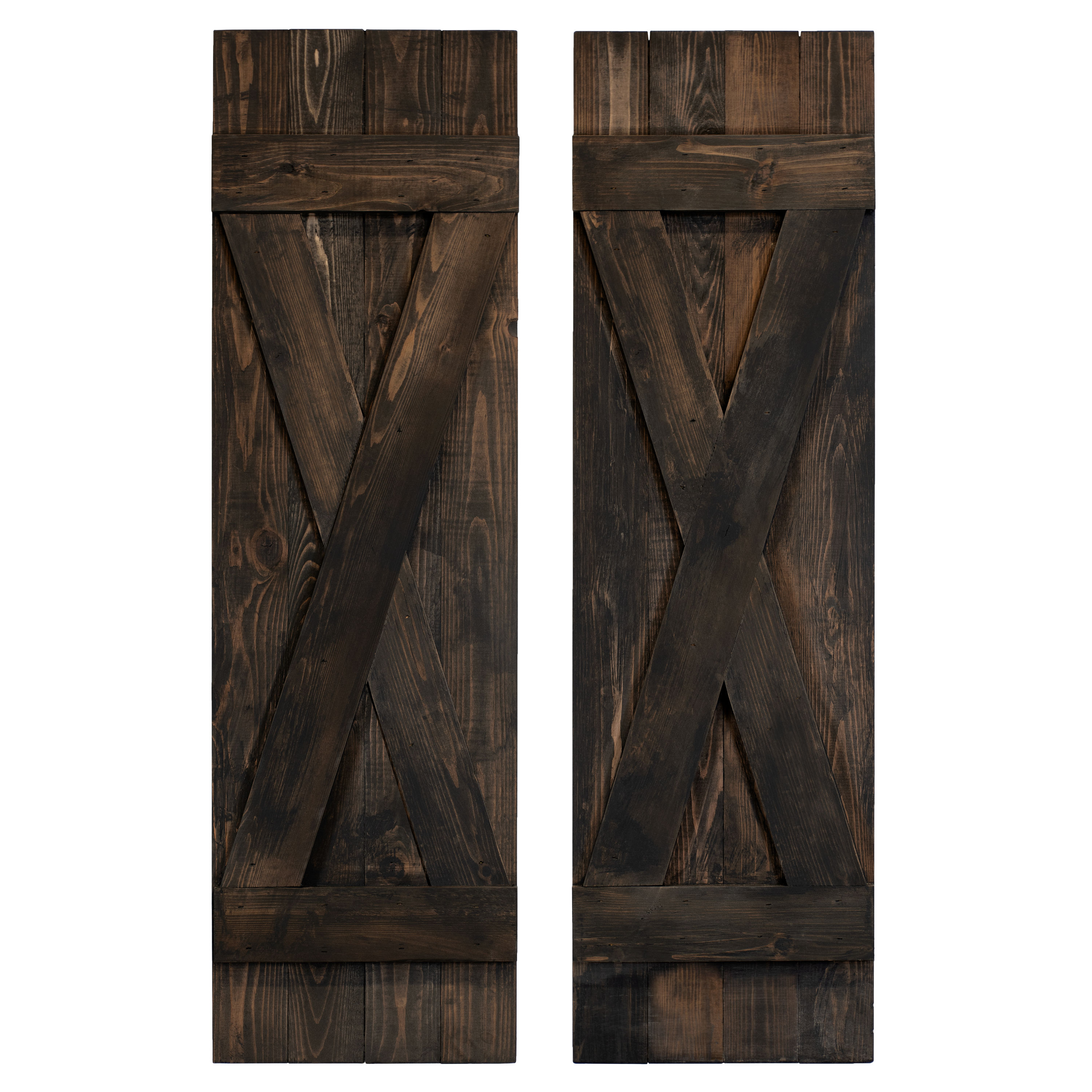 Dogberry WXBAR1472BLCKDOUB 14-in W x 72-in H Slate black Board and batten Wood Exterior Shutters ( 2 -Pack )