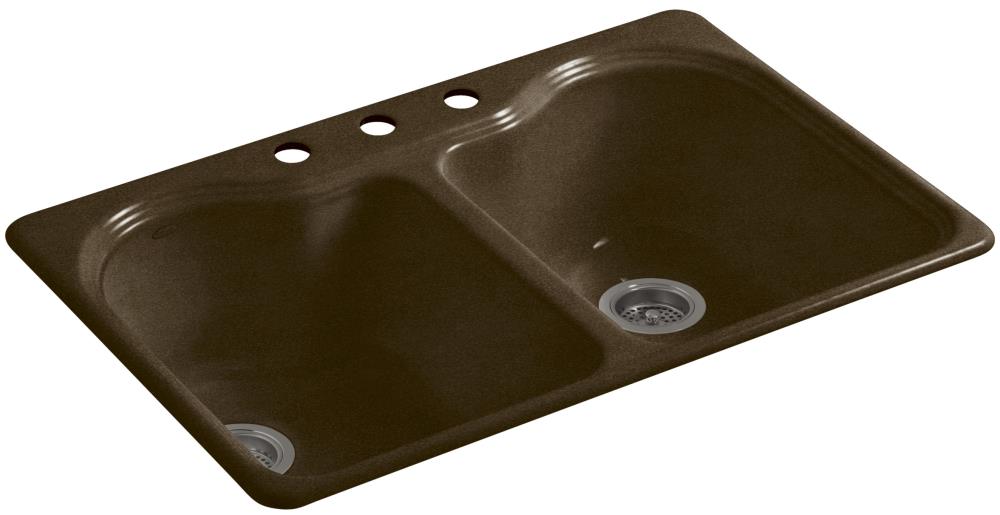 KOHLER Hartland 33-in x 22-in Black 'n Tan Cast Iron Double Equal 3 ...