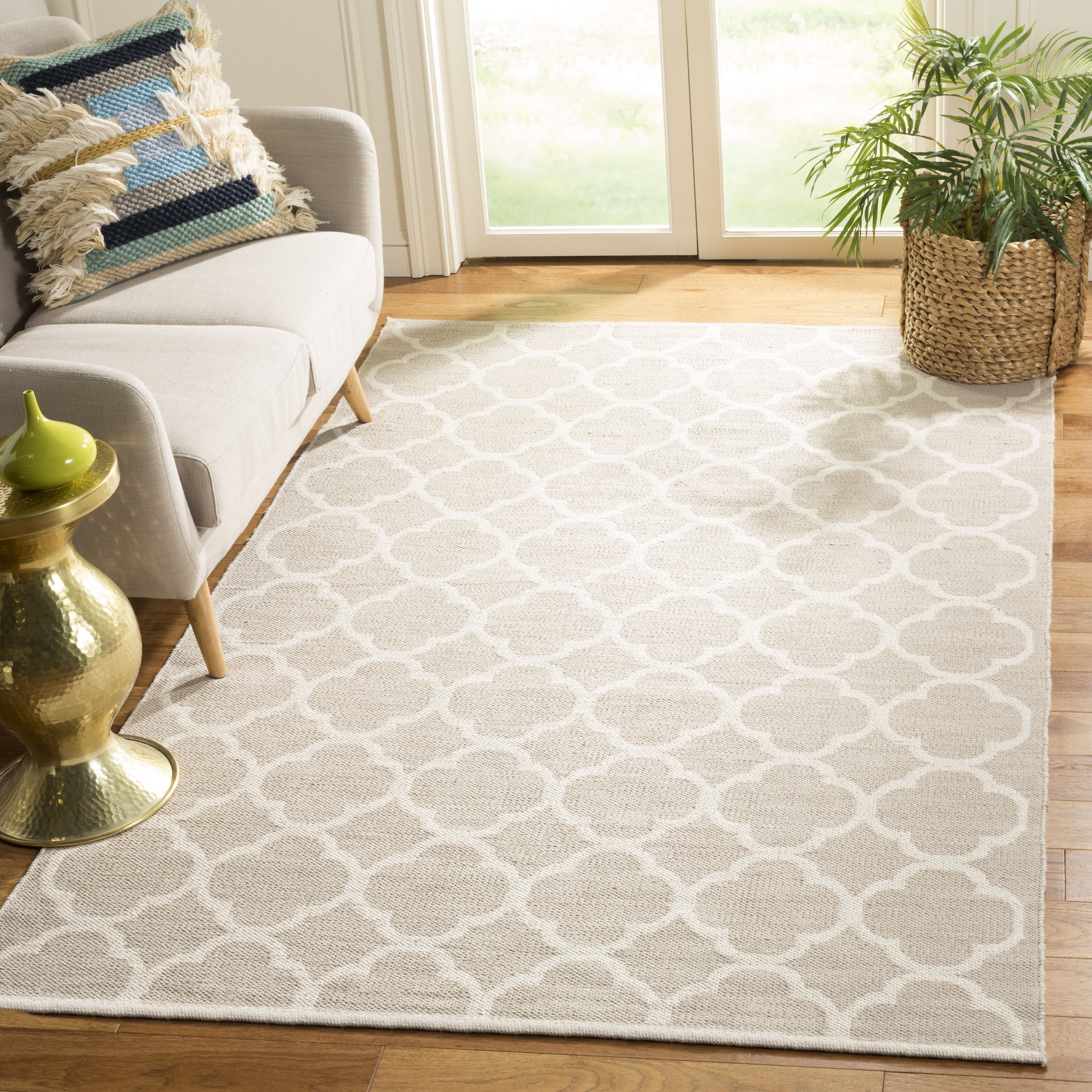 Safavieh MTK725A-4 Montauk Kure 4 x 6 (ft) Cotton Beige/Ivory Rectangular Indoor Trellis Area rug