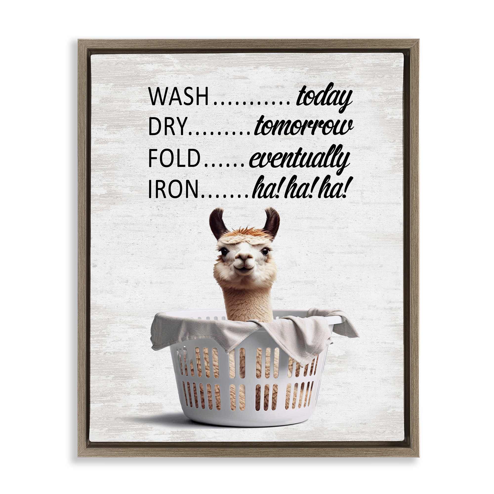 Stupell Industries BS-882-FFE-16X20 Funny Laundry Timing Brown Framed Floater Canvas Wall Art By Lettered and Lined 17 x 21