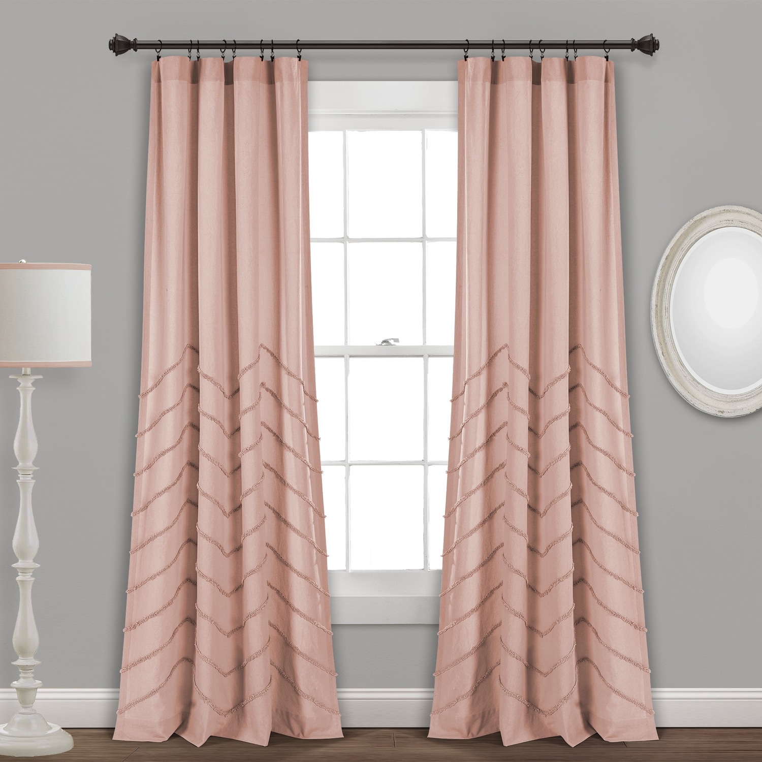 Lush Decor 16T004183 84-Inches Blush Chevron Rod pocket Curtain panel pair