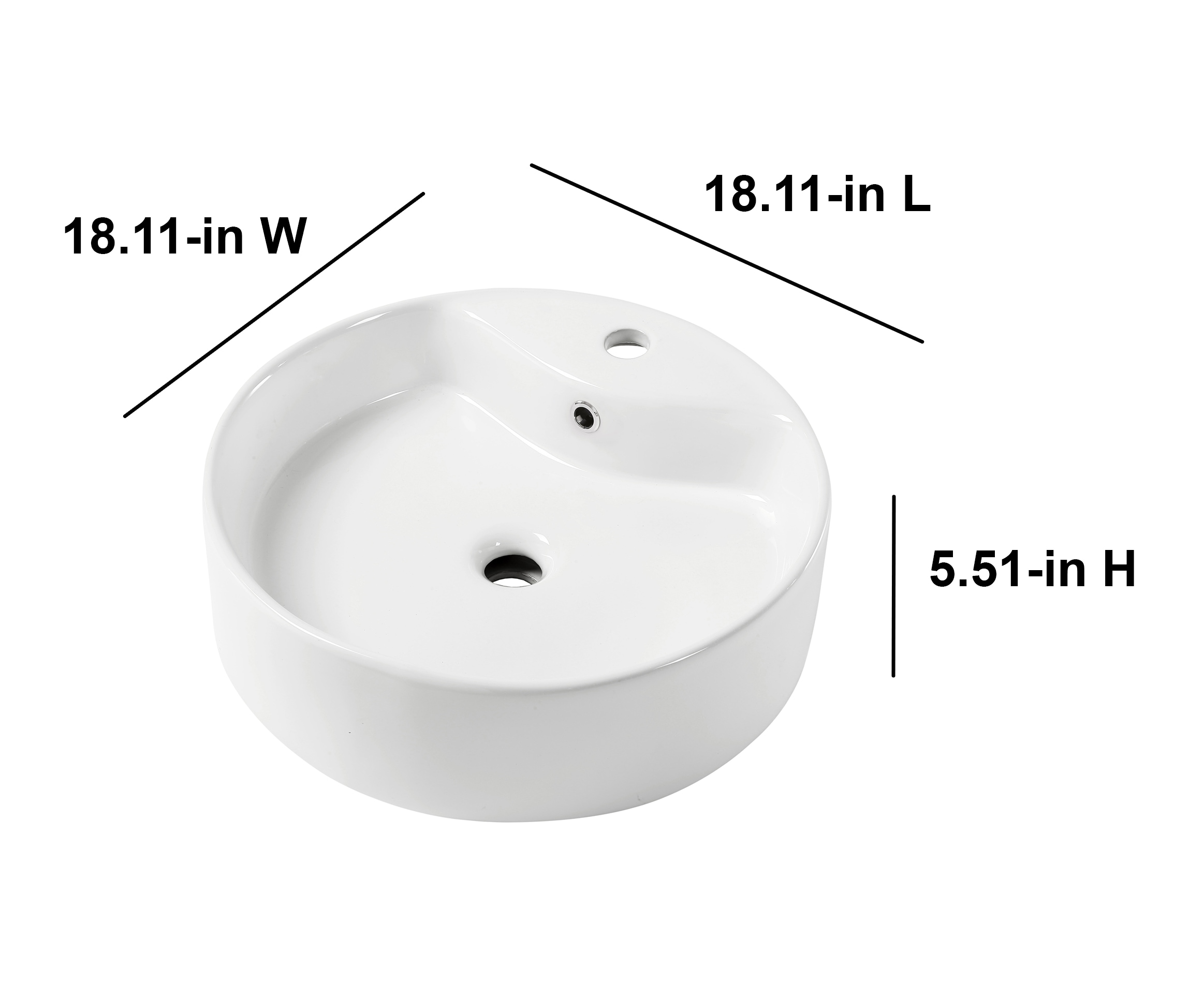 New allen+roth discount White Vessel Round Bathroom Sink with Overflow Drainnn(18.11 x 18