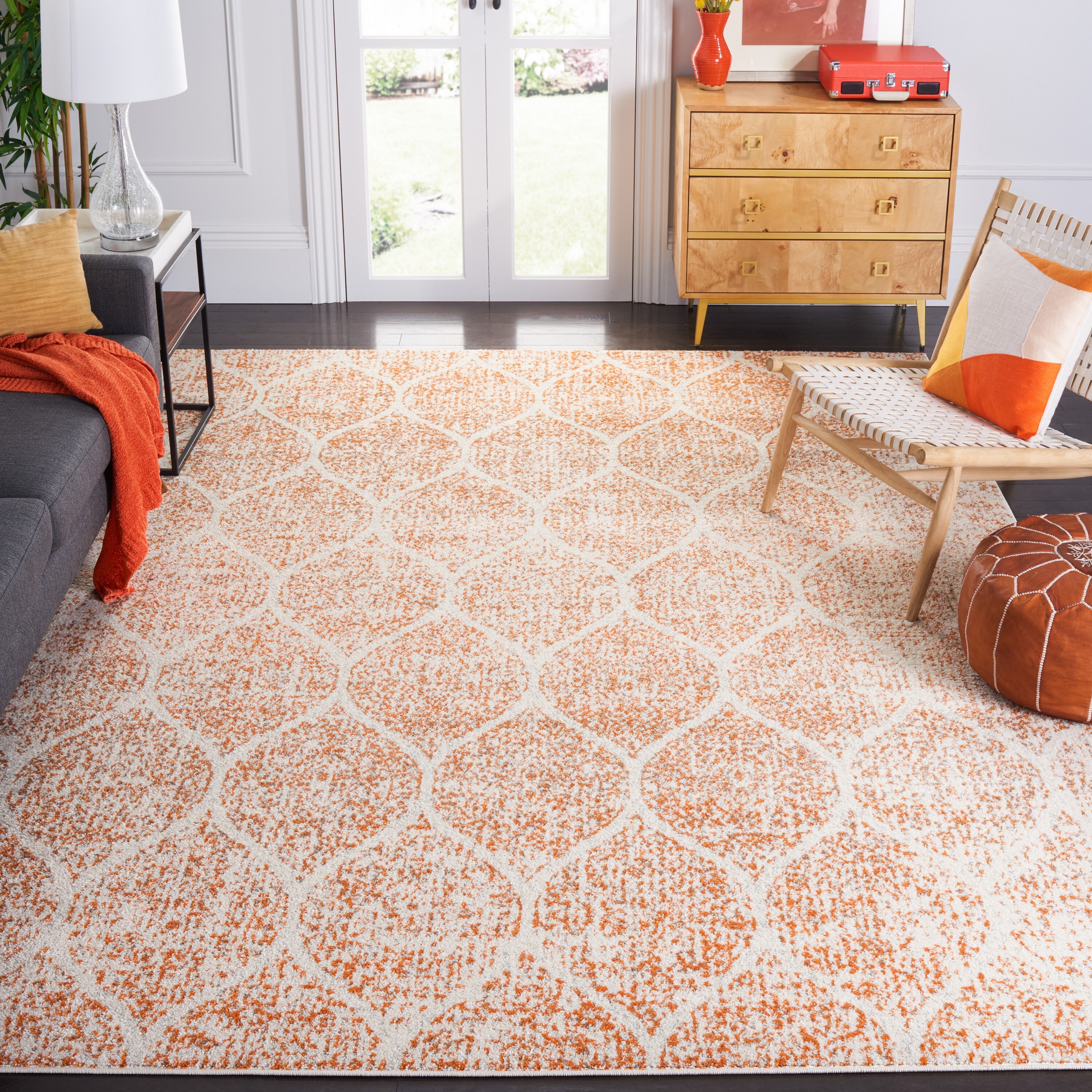Safavieh MAD604H-10 Madison Westmont 10 x 14 (ft) Loomed Synthetic Cream/Orange Rectangular Indoor Trellis Farmhouse/Cottage Area rug