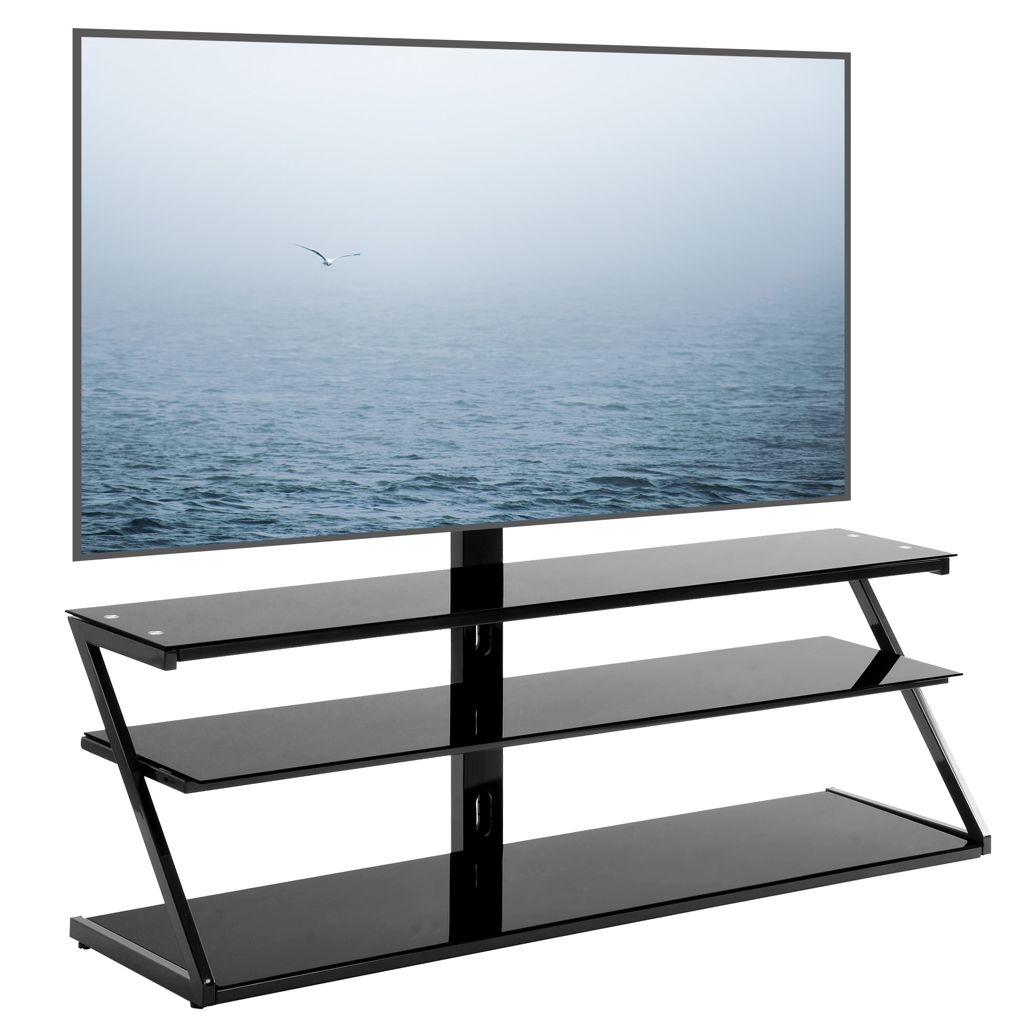 CASAINC JWS-W24105864 Modern/Contemporary Black Tv Stand (Accommodates TVs up to 60-in)