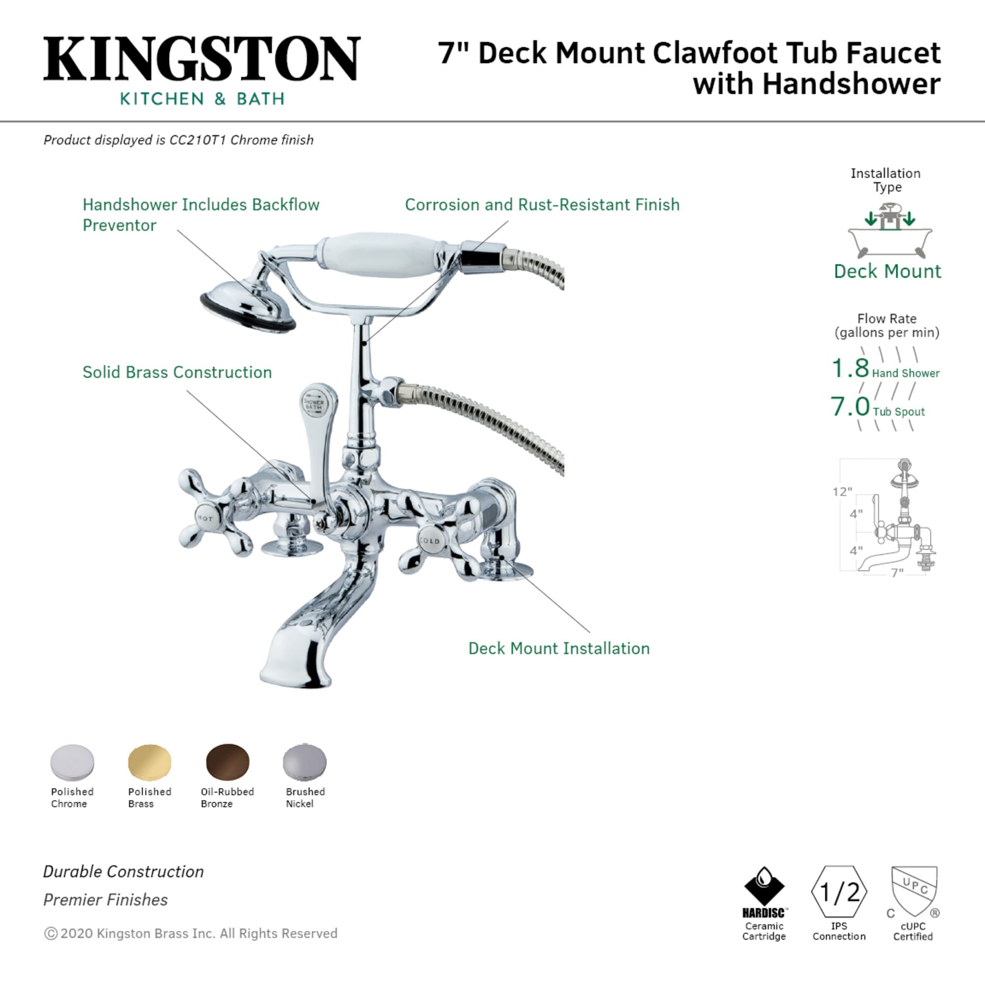 Kingston Brass WLCC209T2 Roman-Tub-Faucets - View #2