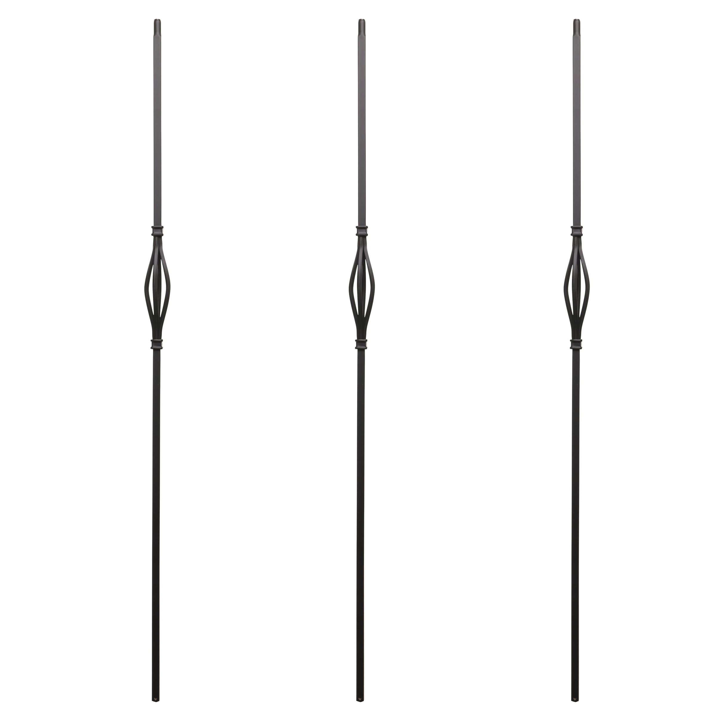 RELIABILT WGT18SB 43-in x 0.5-in Satin Black Wrought Iron Basket Stair Baluster (3-Pack)