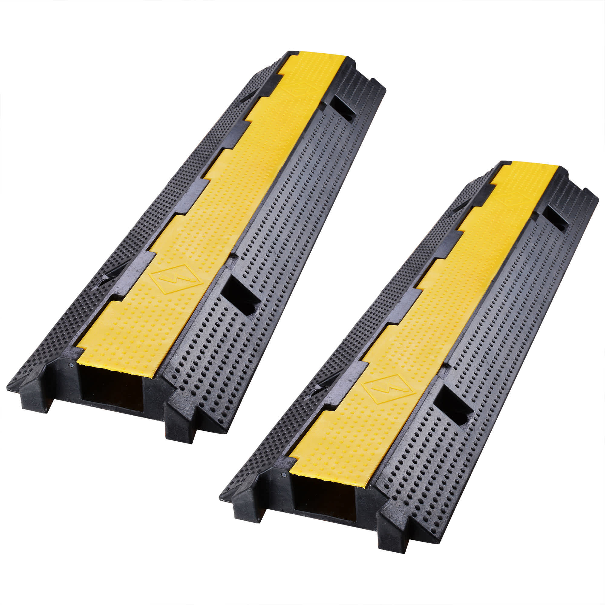Yescom  Cable Ramp Protector 1 Channel Hose Protecitive 22000 Lbs Load Capacity Speed Bump for Road Driveway 2 Packs