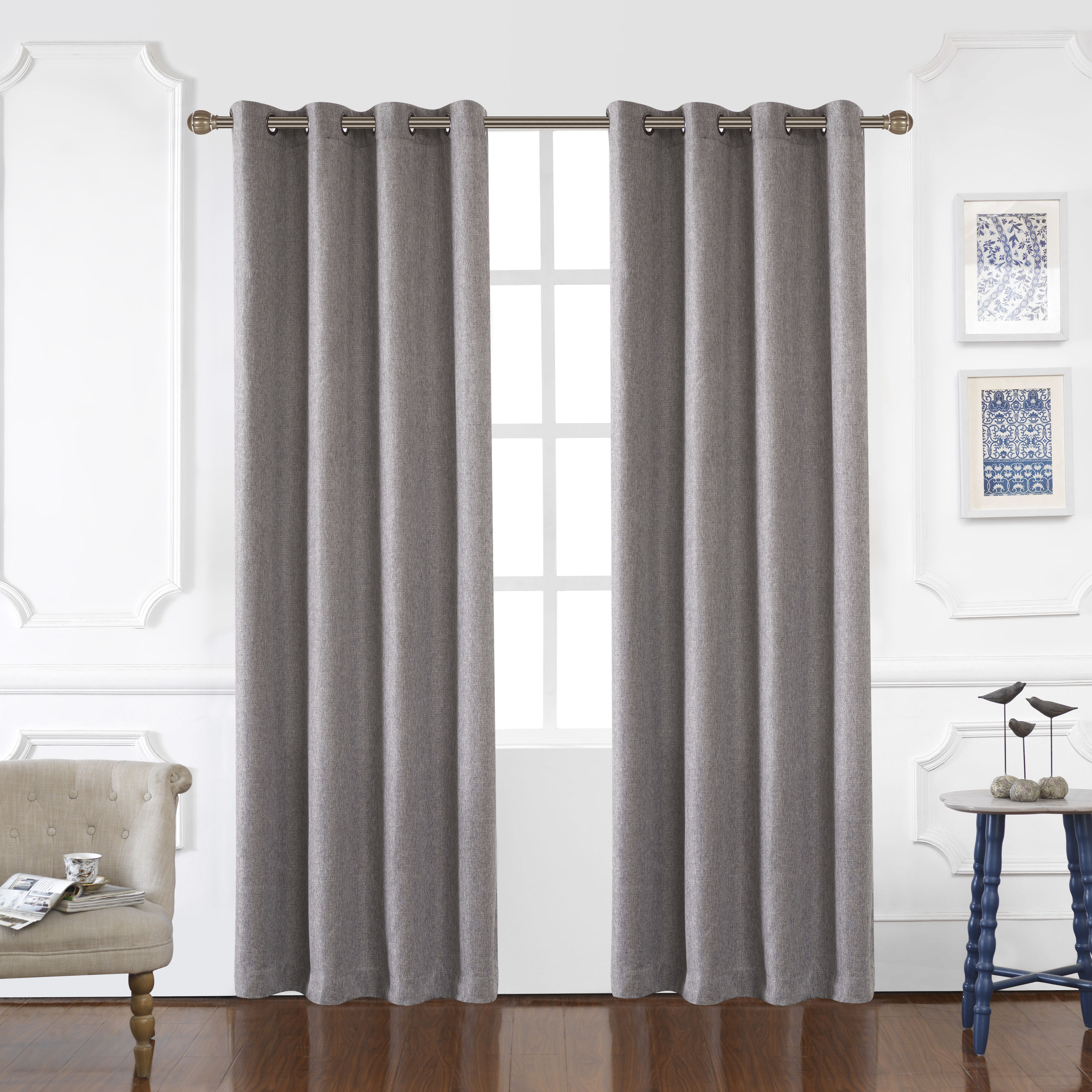  ODYSSEY-95-GR 95-Inches Graphite Room darkening Grommet Single curtain panel