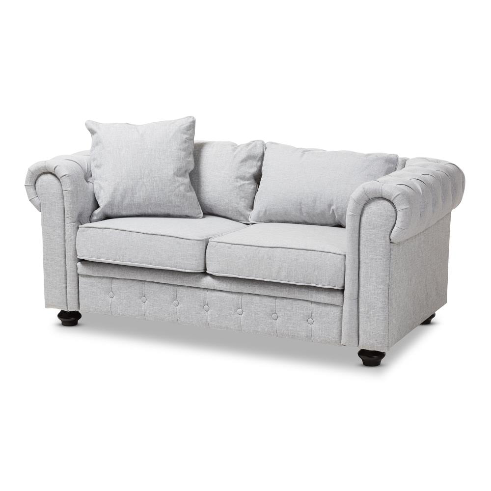 Baxton Studio Alaise 66 in Modern Grey Polyester Blend 2 seater