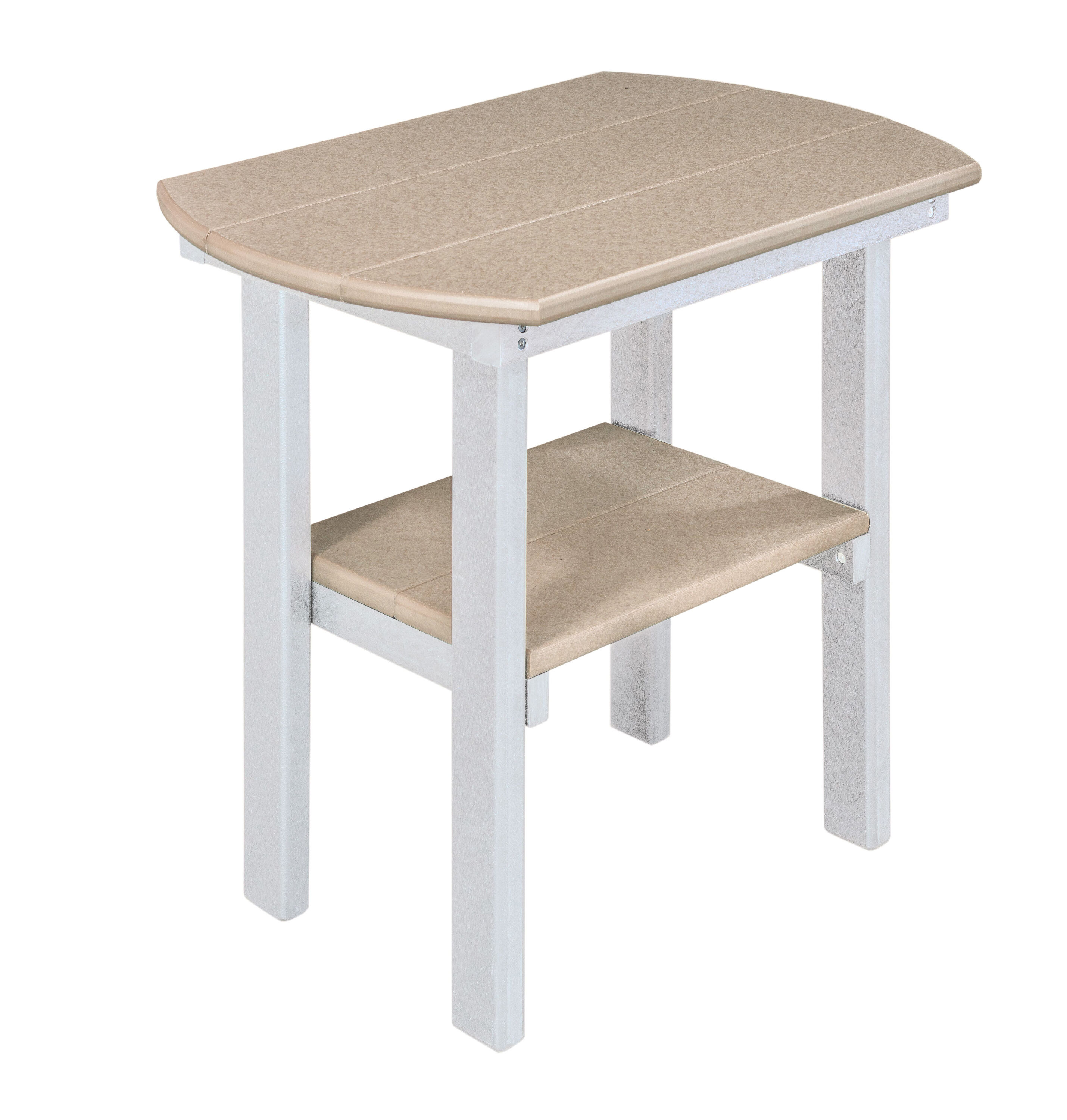 Seaside Weatherwood Oval End Table with White Poly Base