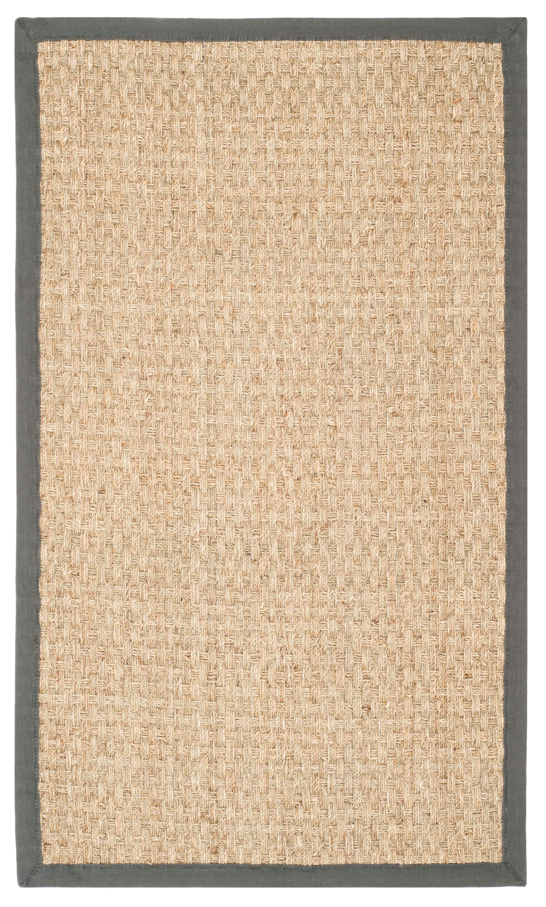 Safavieh NF114Q-3 Natural Fiber Hampton 3 x 5 (ft) Loomed Seagrass Natural/Dark Gray Rectangular Indoor Solid Coastal Throw rug