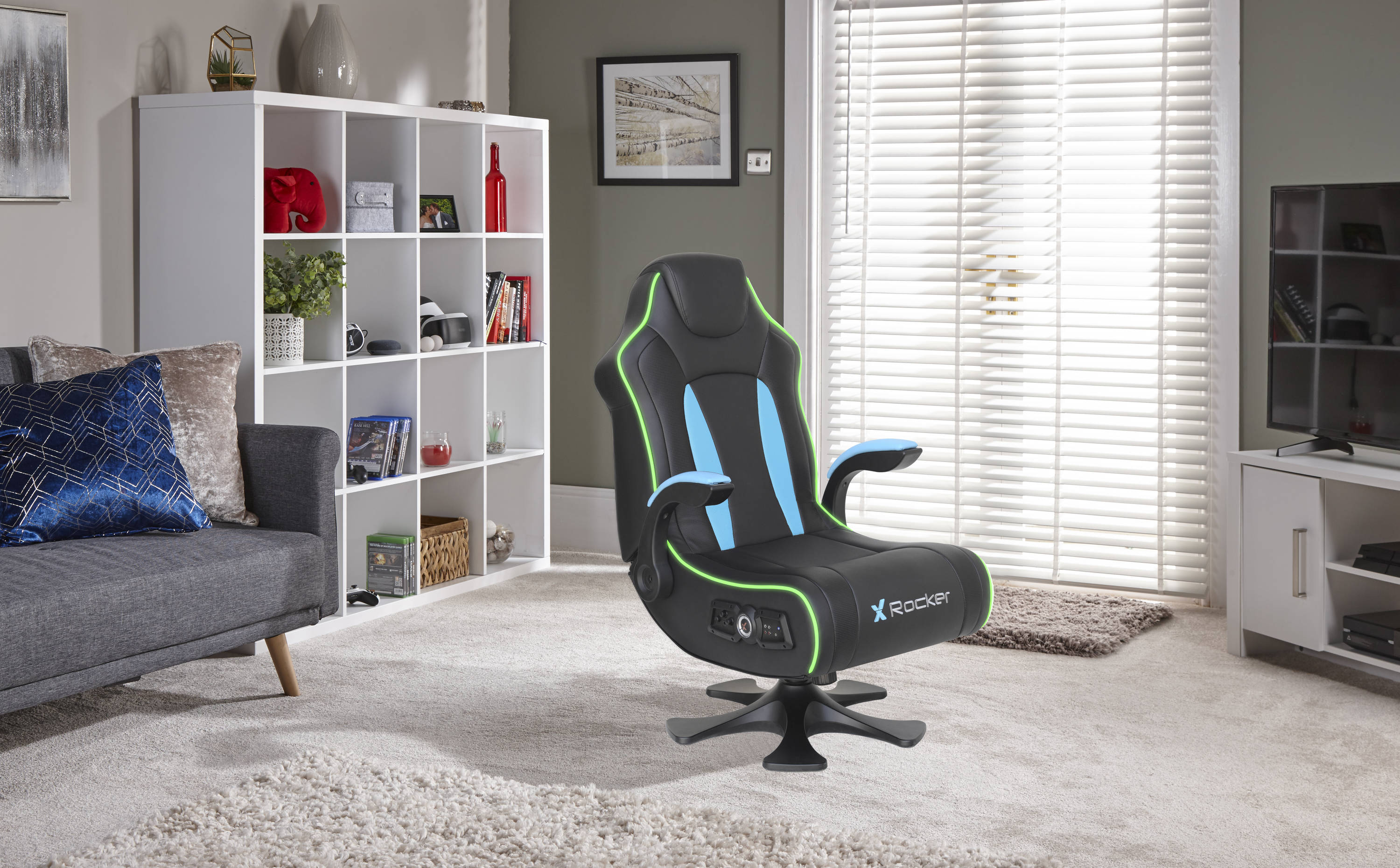 X Rocker CXR3 LED Audio Pedestal Gaming Chair, Black