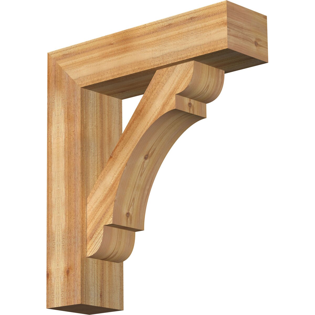 Ekena Millwork 1463487 Olympic Block Rough Sawn Bracket with Offset Brace 8-in x 30-in x 34-in Western red cedar Brown Wood Standard bracket