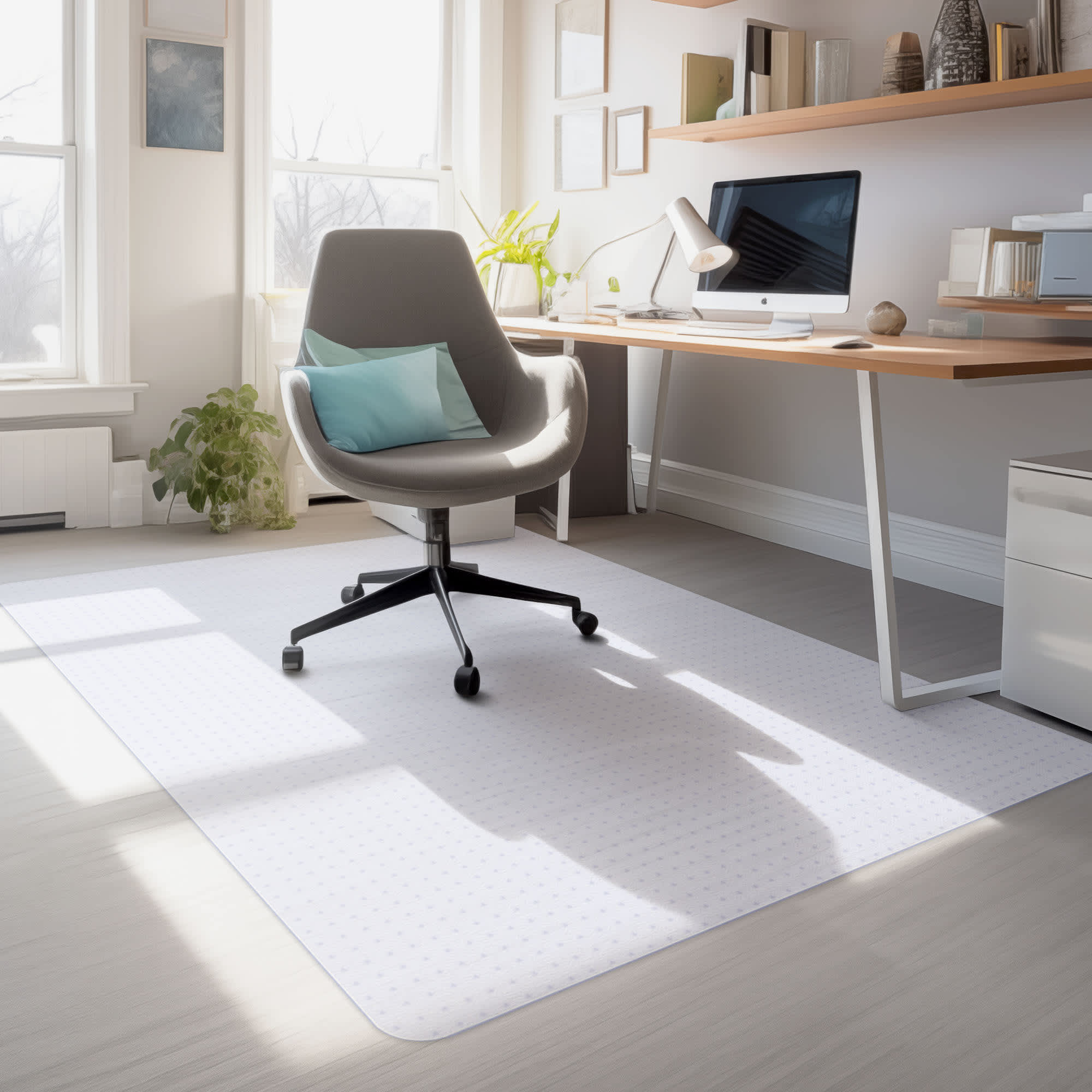 Yescom 06FMT08-C4860R-08-LO Clear Office Chair Mat for Low Pile Carpet 60x46 Thicken 2.5mm Rectangle Plastic Floor Protector Home Studio