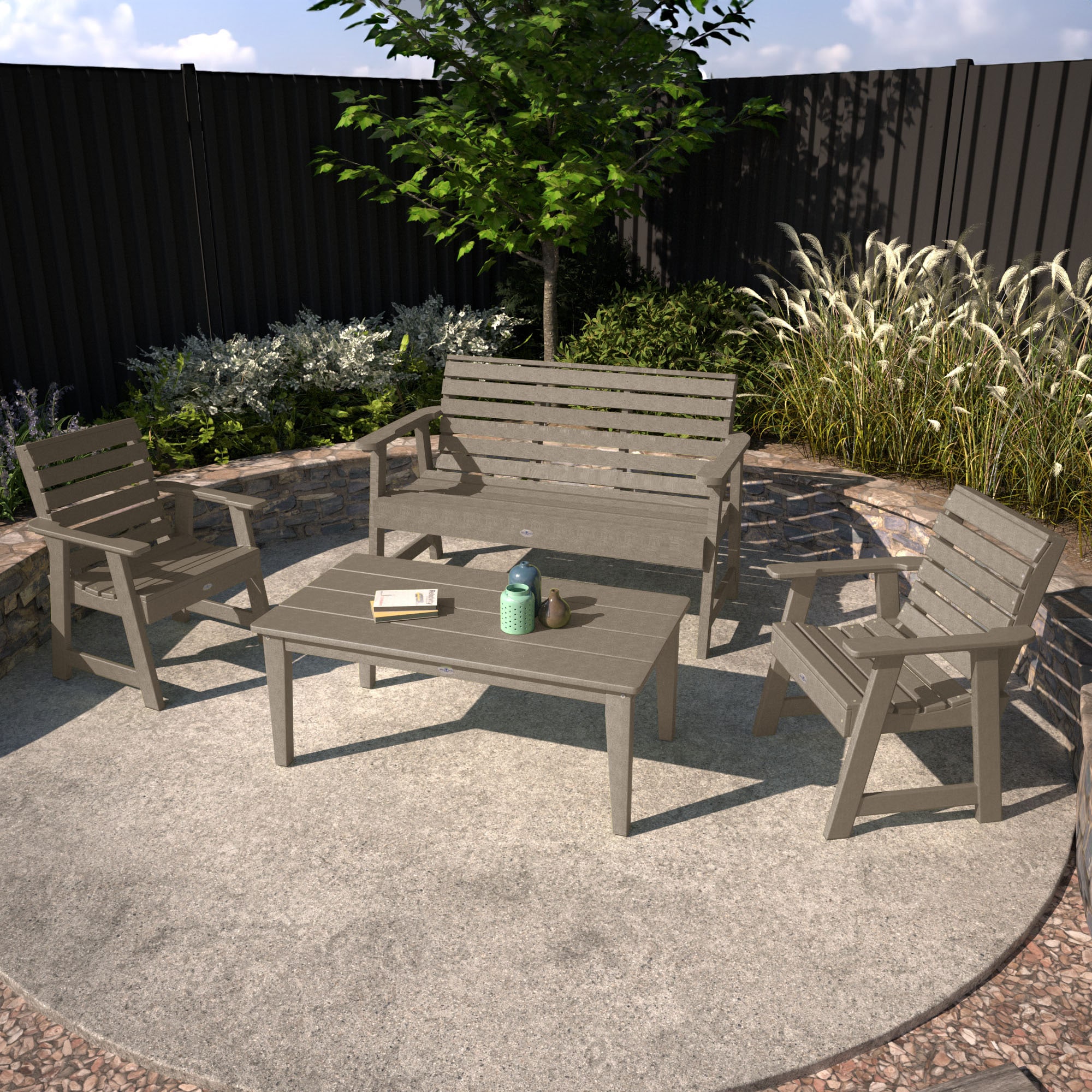 highwood BV-KT4BENW401-CTA Riverside 4 -Piece Patio Conversation Set