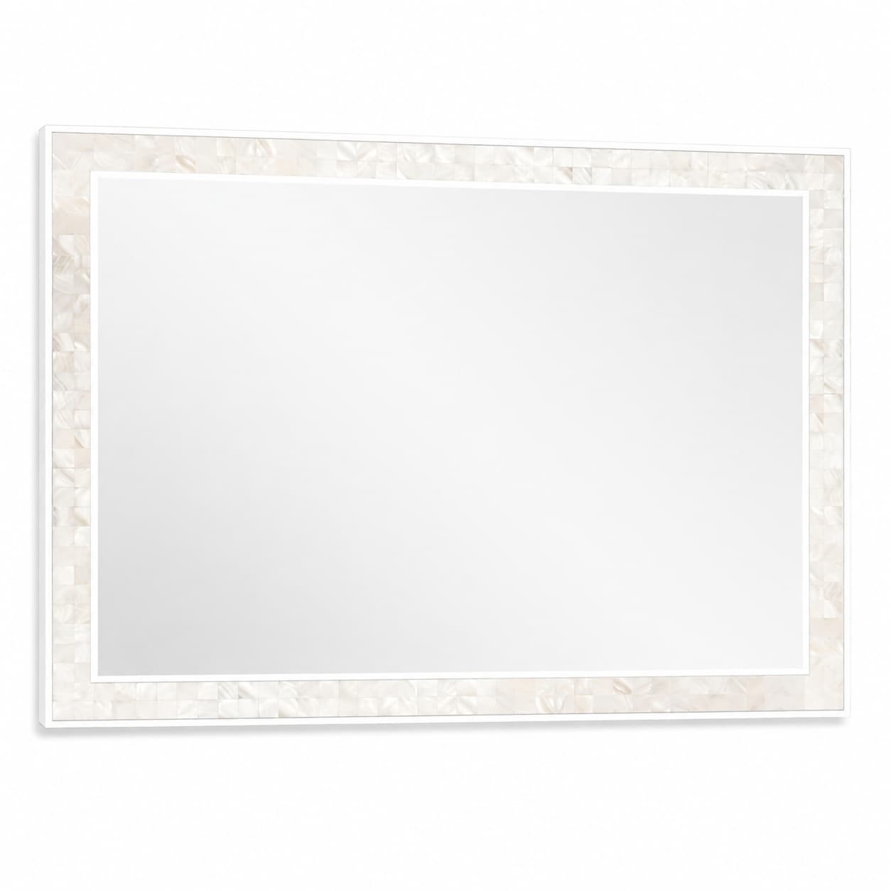 Aoibox  40 in H x 30 in W Rectangular Natural Shell and Wood Framed Decorative Wall Mirror for Bathroom and Bedroom in White