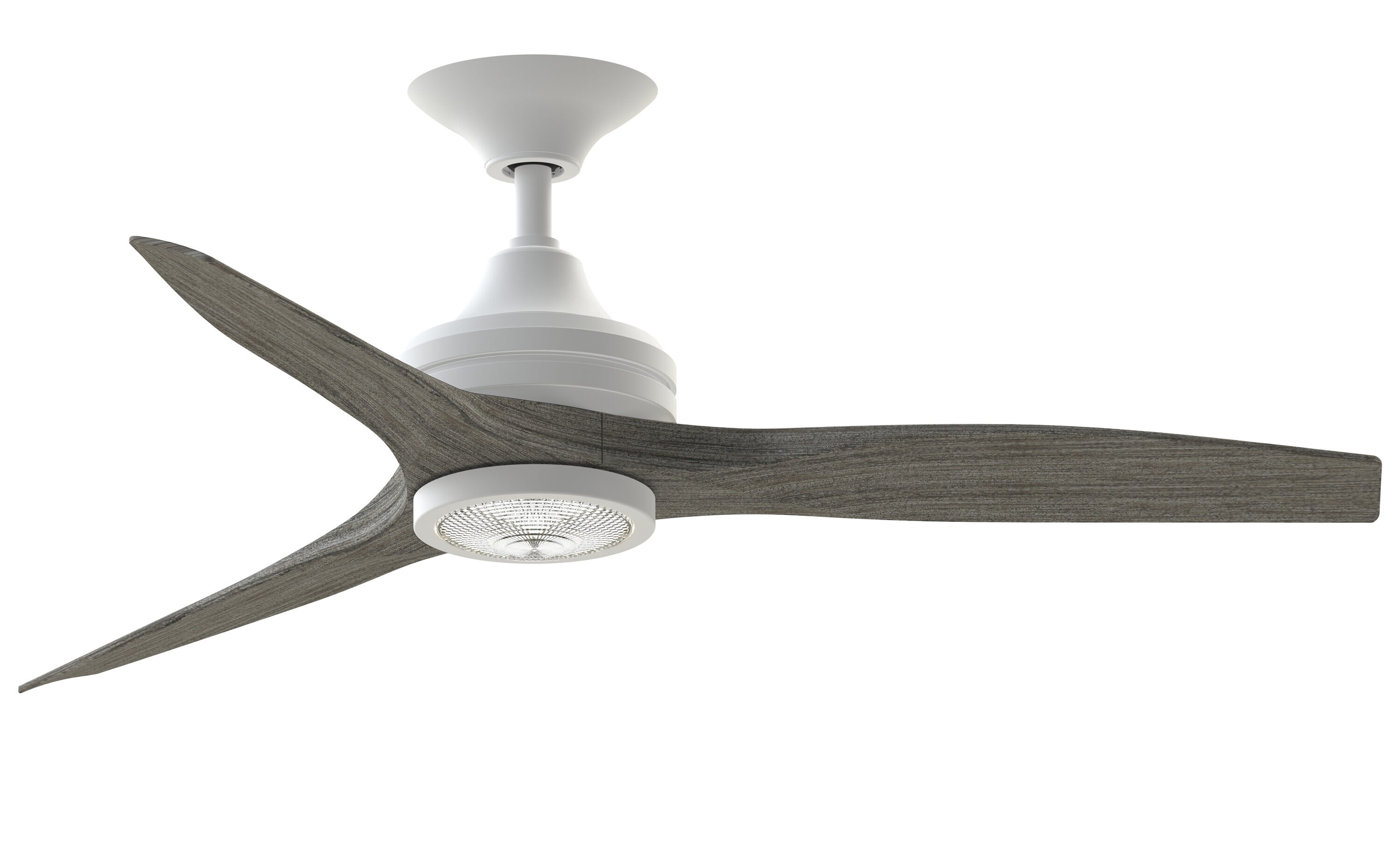 Fanimation FP6721BMW-48WE-LK Spitfire 48-in Integrated LED Outdoor Matte White with Weathered Wood Blades Propeller Ceiling Fan With Light - Remote Included ( 3 -Blade )