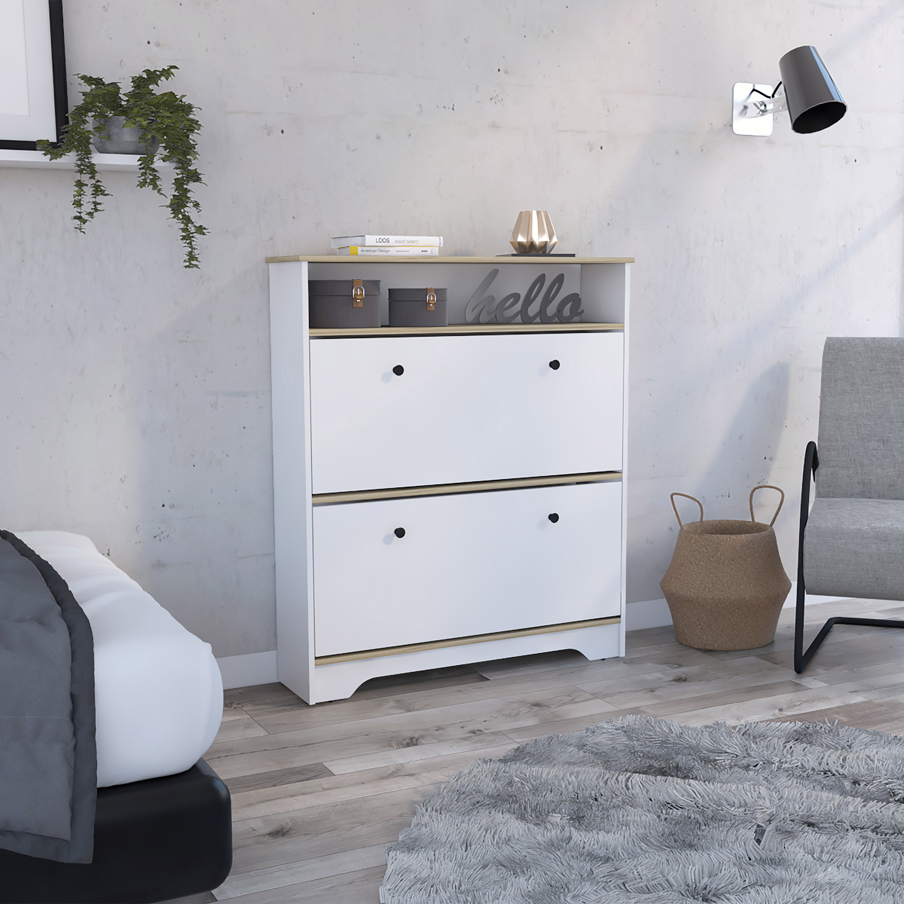 Lycvki SC-28 45.7-in H 2 Tier 10 pair Multicolor MDF Shoe cabinet
