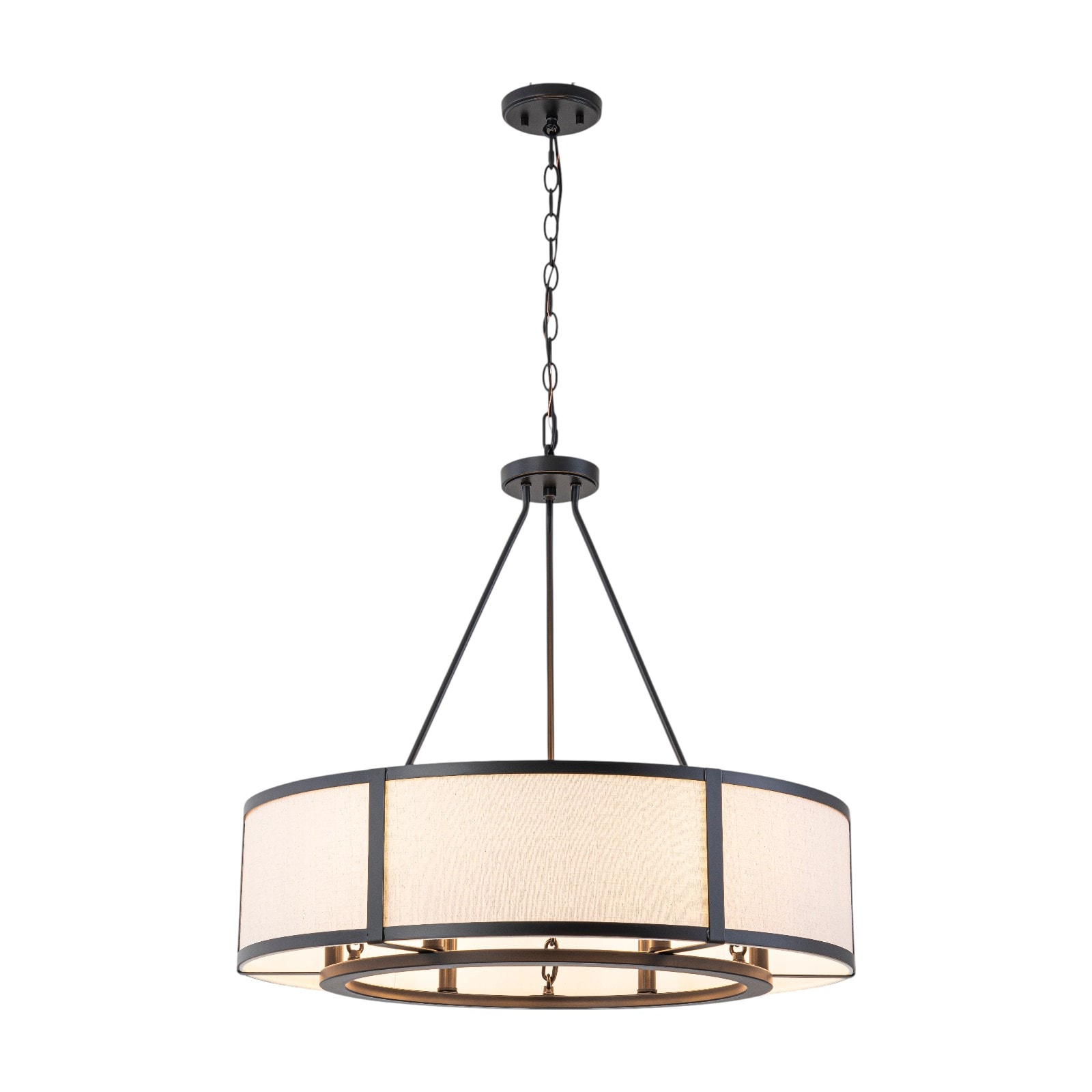 LLHZSY 6 -Light Matte Black Fabric Metal Chandelier