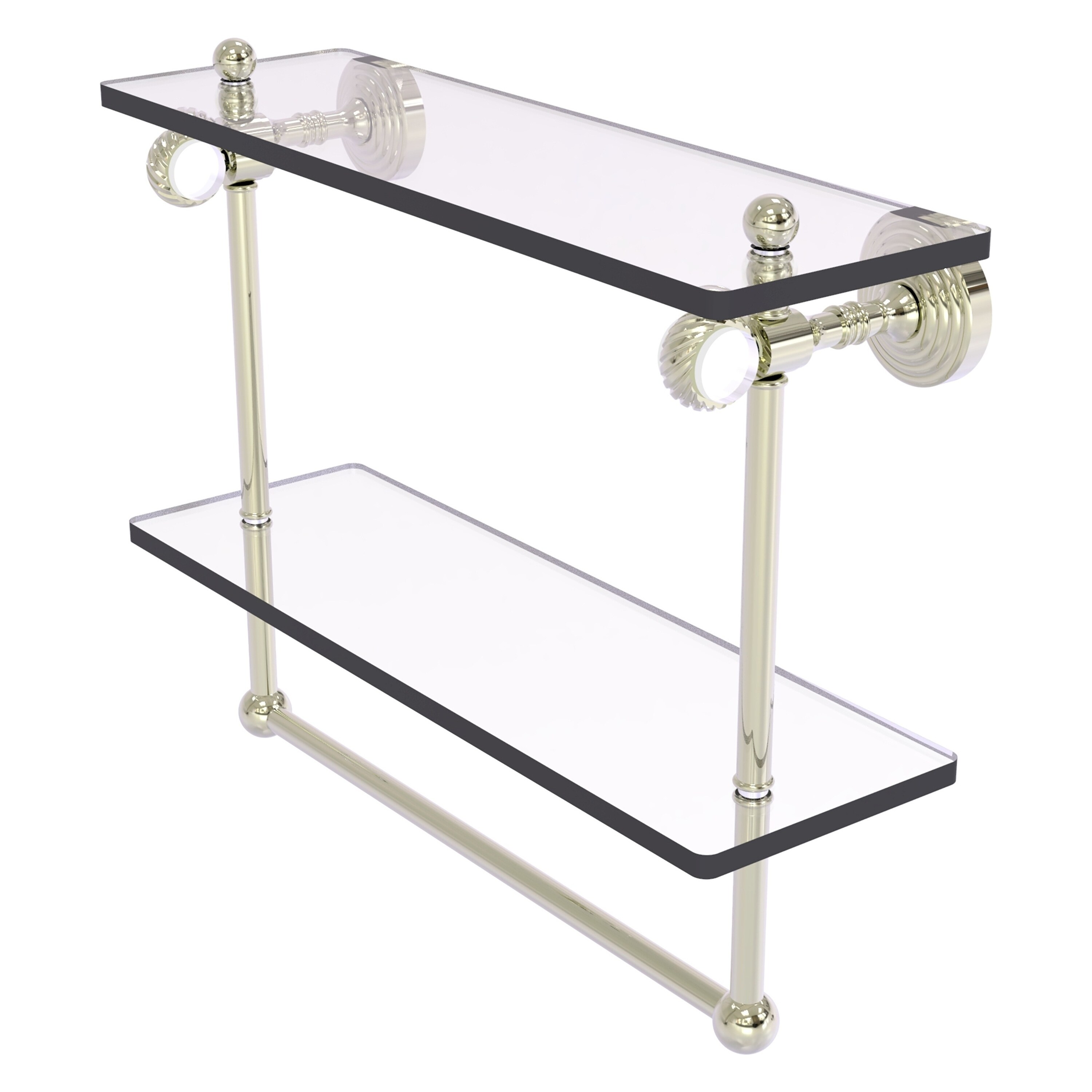 Allied Brass PG-2TBT-16-PNI Pacific Grove Polished Nickel 2 -Tier Wall mount Bathroom Shelf ( 16-in x 13-in x 5-in )