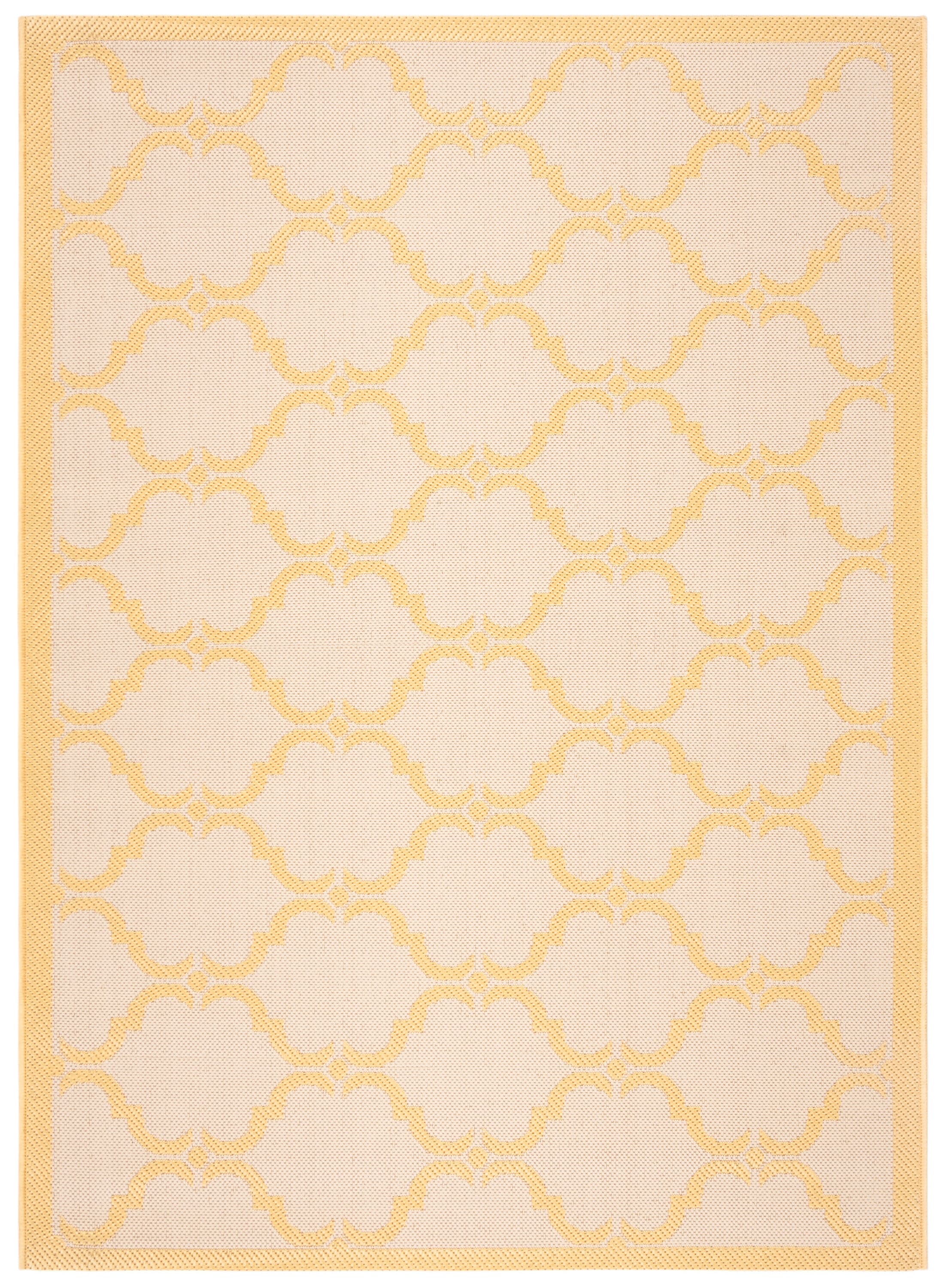 Elegant Gold and Beige Indoor/Outdoor Rectangular Rug, 4' x 5'7"