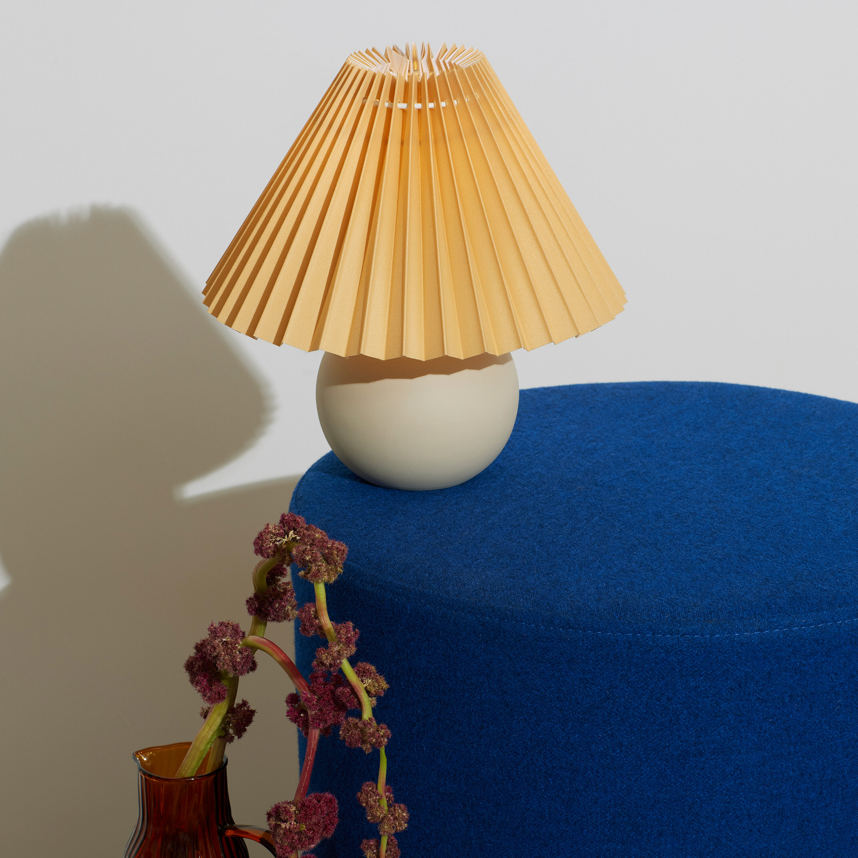 Serena Beige Ceramic Globe Table Lamp with Pleated Shade