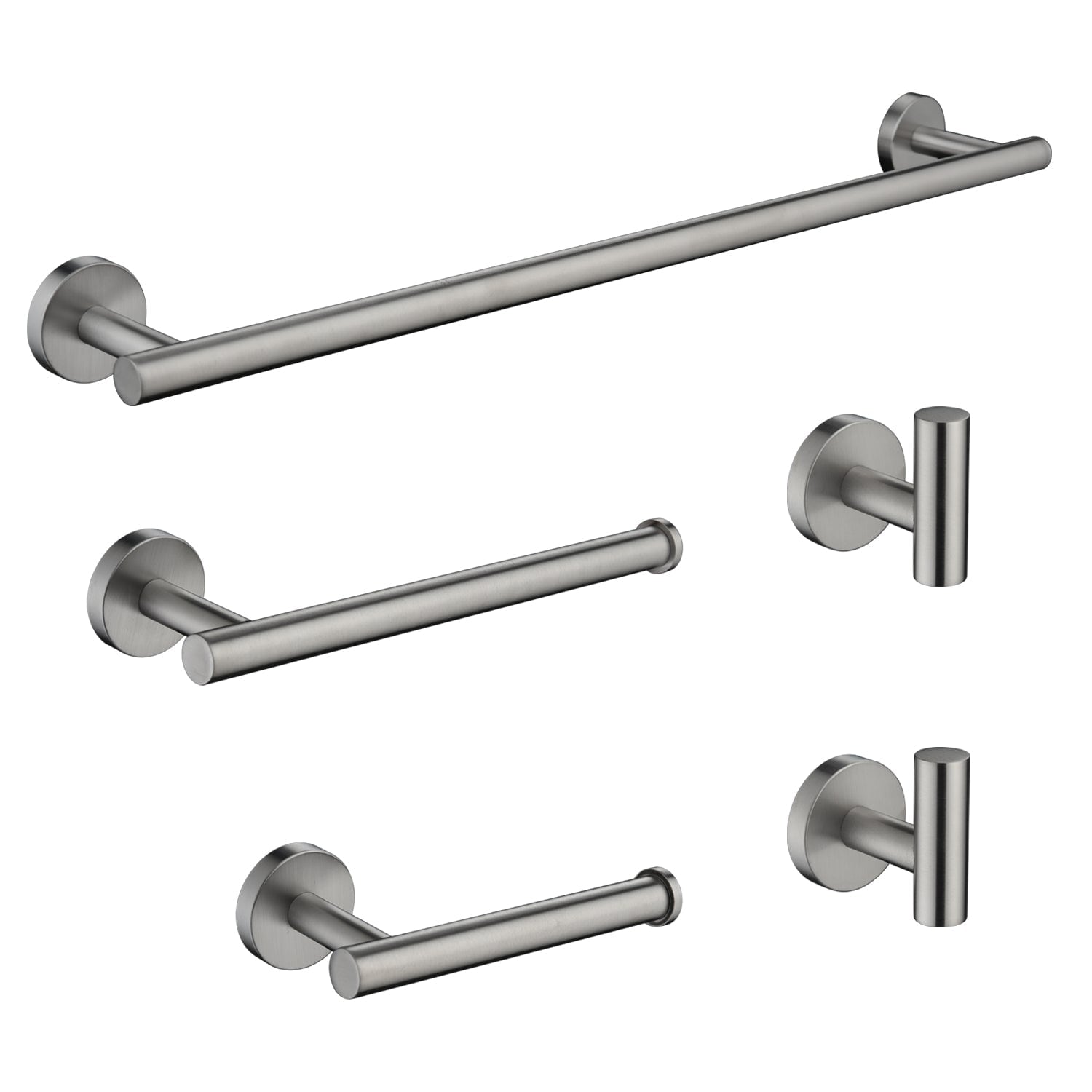 Boyel Living BL-56000BN 5 Piece Bath Hardware Set with Towel Hooks Towel Bar Toilet Paper Holder and Hand Towel Holder in Brushed Nickel