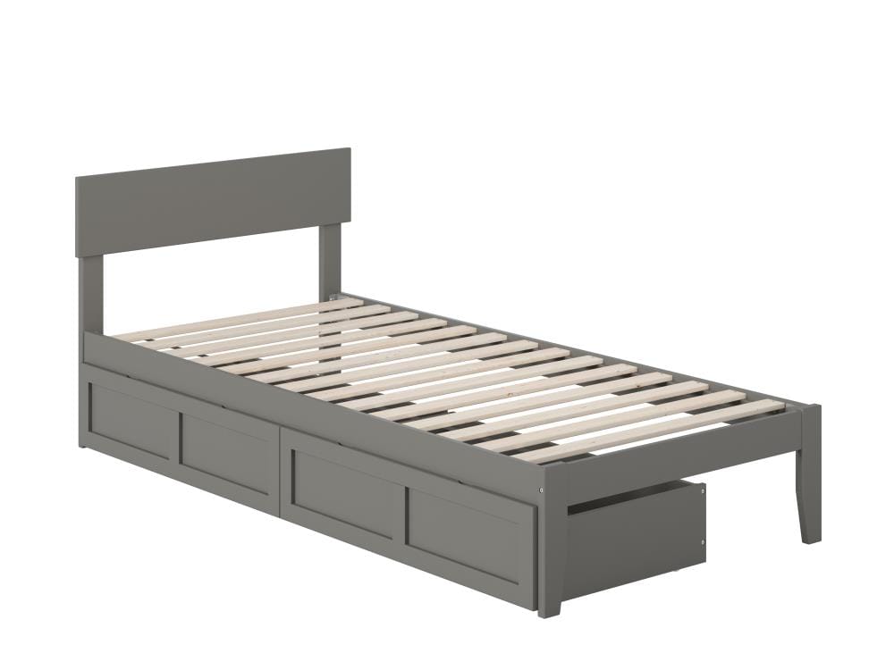 Atlantic Furniture Boston Grey Twin Xl, Extra Long Twin Platform Bed With Storage