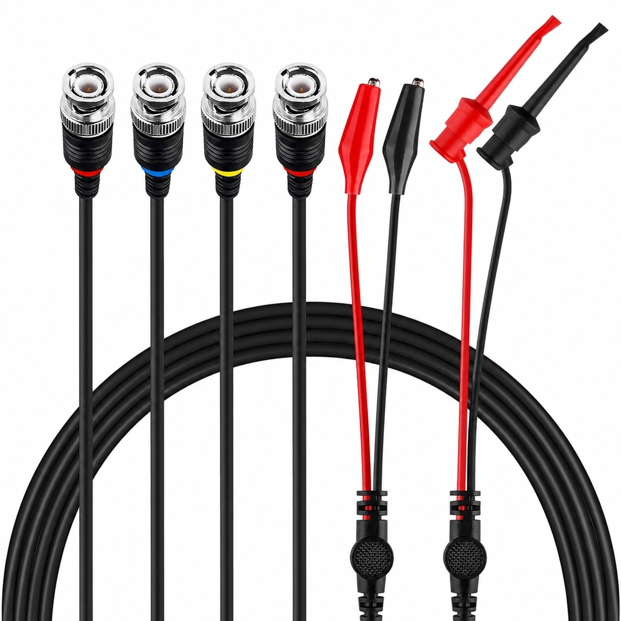 Aoibox  3 Piece BNC Oscilloscope Probe Lead Set with Alligator Clips Mini Test Clips and BNC Coax Cable Probes