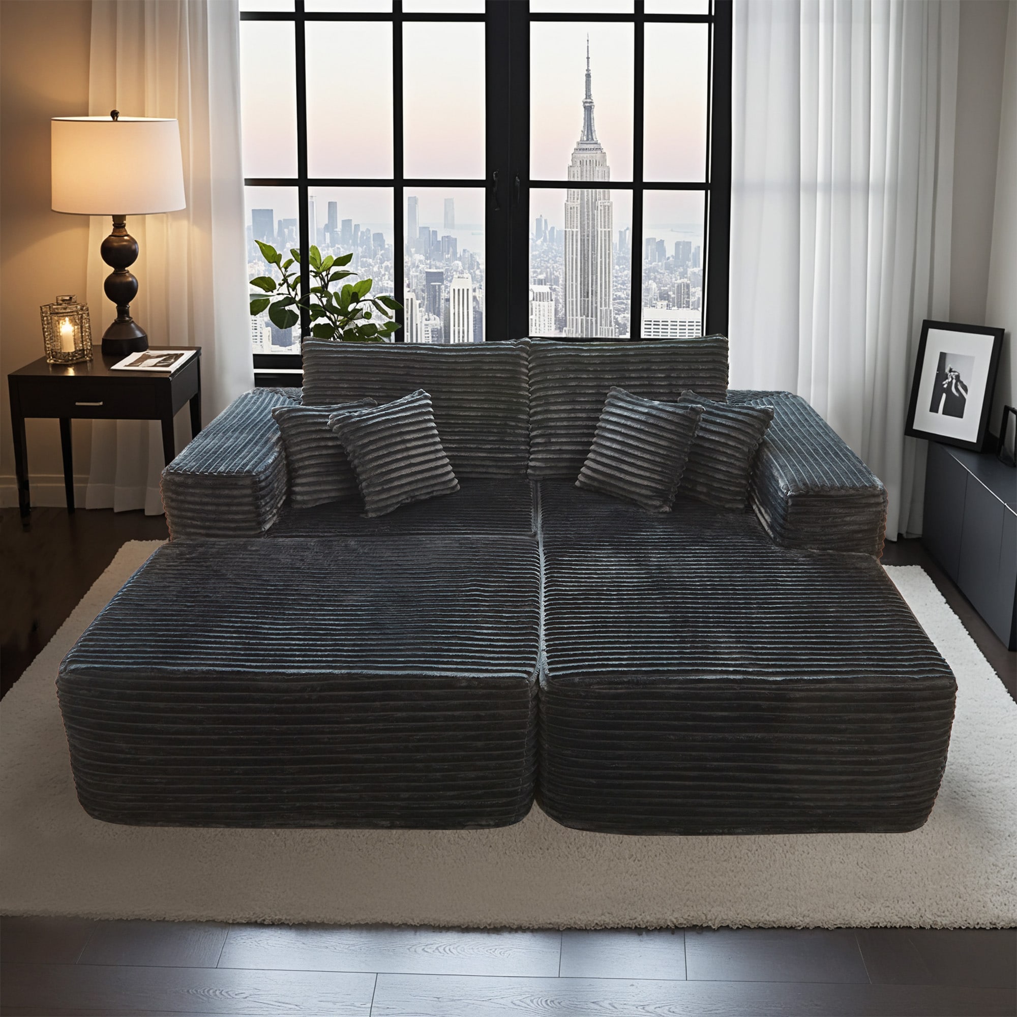 ALTRIGUS 6L-MOMOR430-AL 79.5-in Casual Right Chaise-Black 3 -seater Sectional