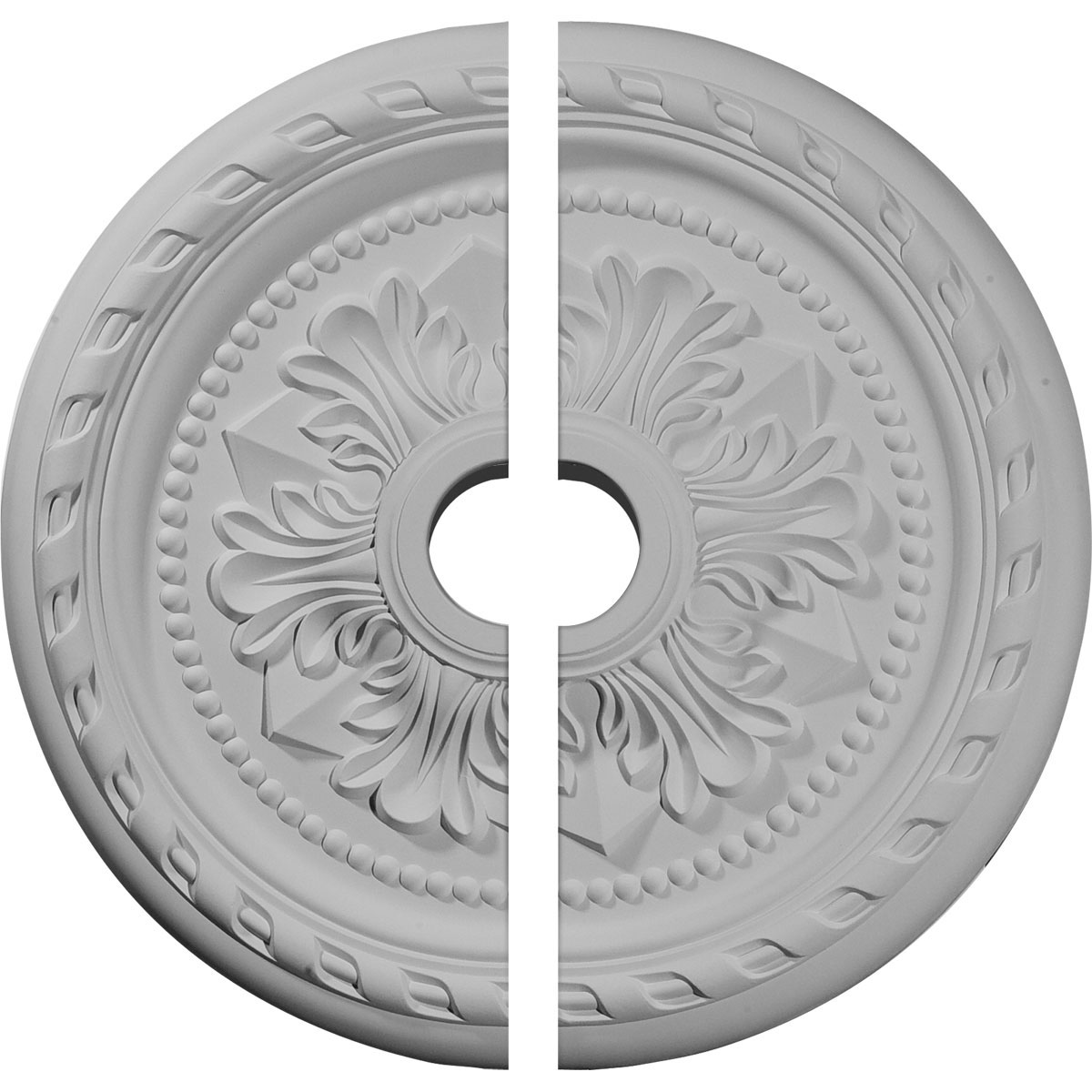 Ekena Millwork CM23PM2 Palmetto 23.625-in W x 23.625-in L Architectural White Polyurethane Split Ceiling Medallion
