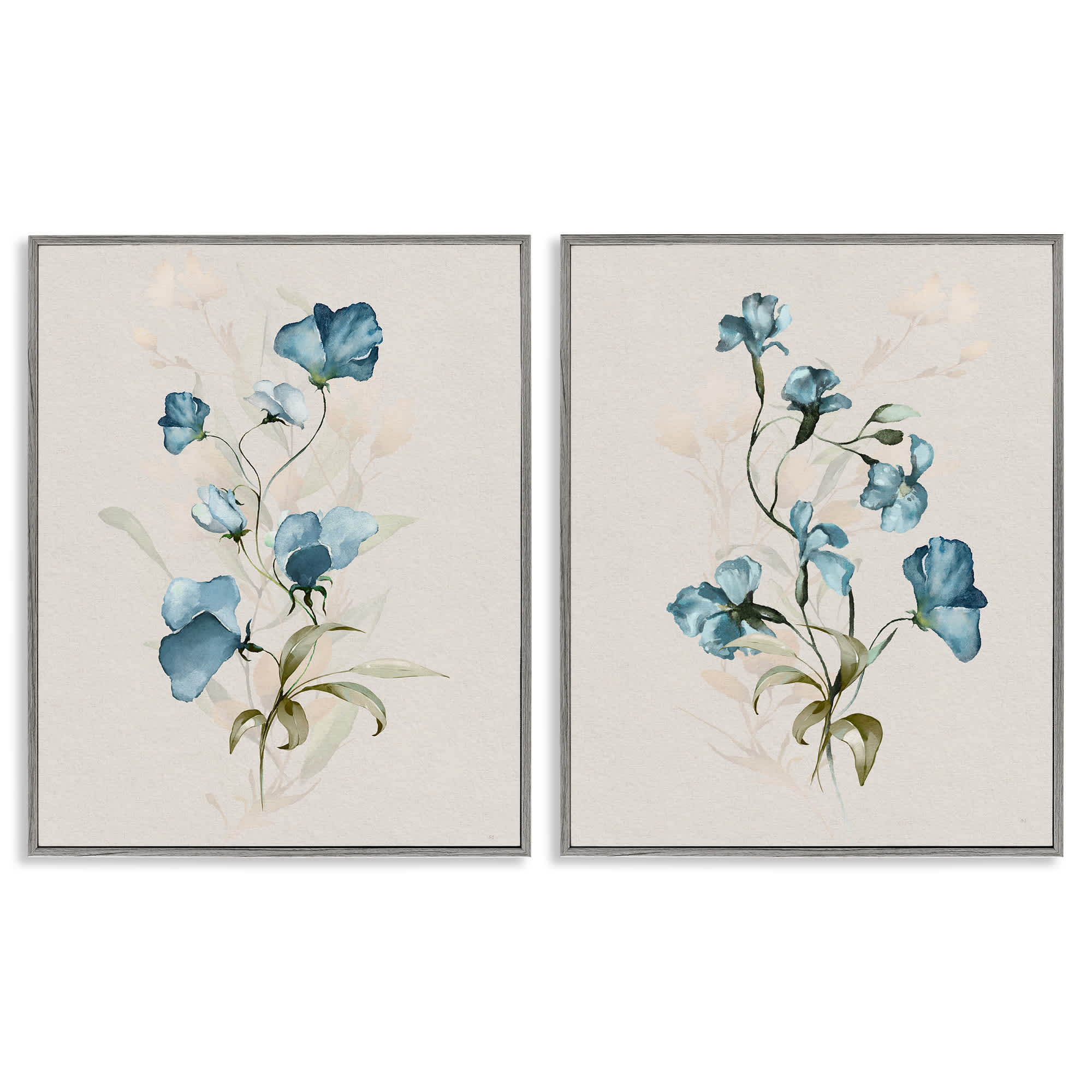 Stupell Industries B2-727-GFF-2PC-24X30 Blue Botanical Herbs 2 Piece Gray Framed Giclee Art Set By Susan Jill 24 x 30