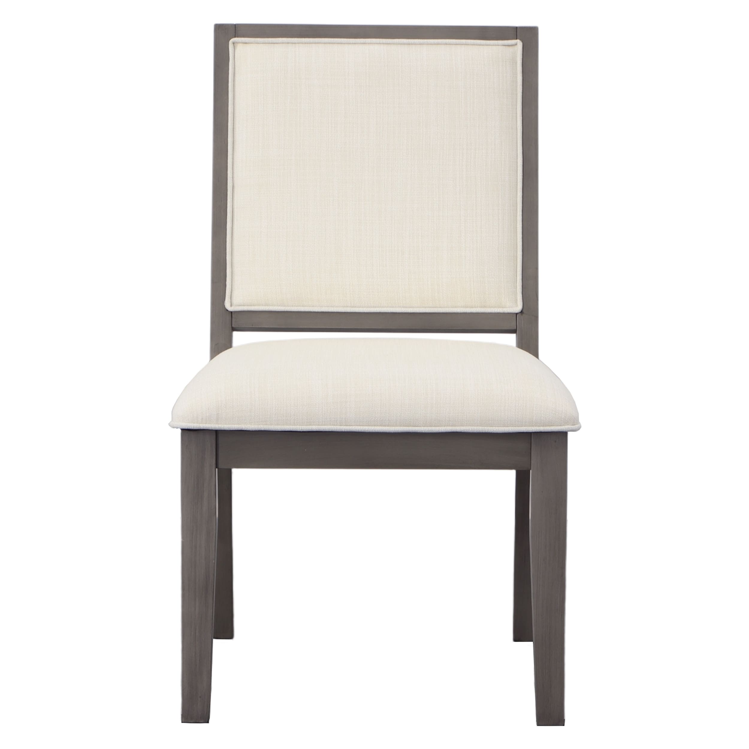 Beige Linen Upholstered Side Chair with Wood Frame