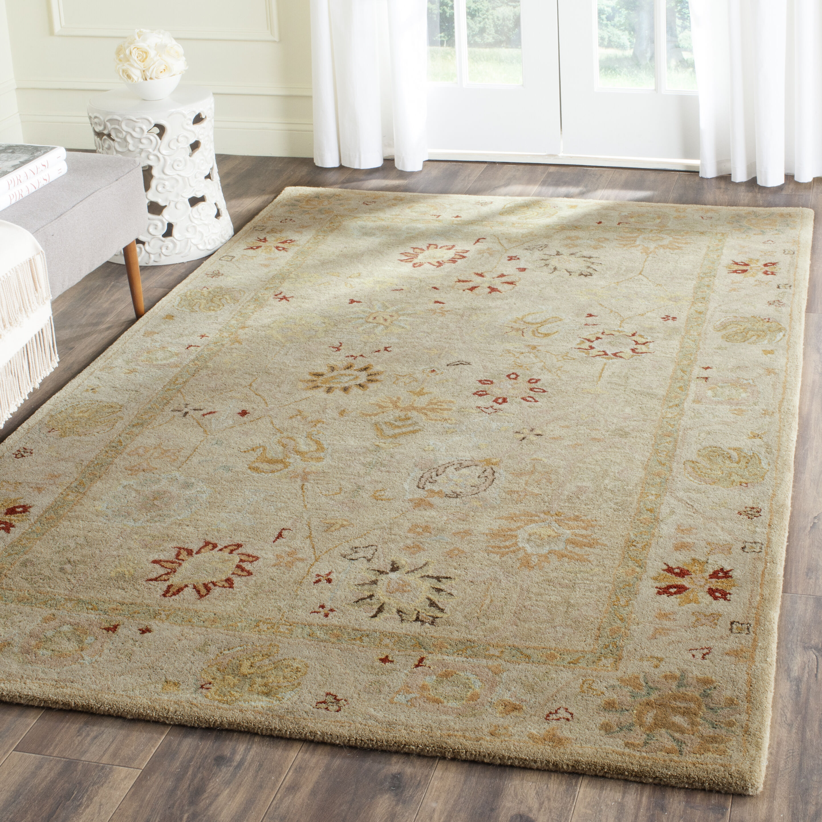 Heirloom Taupe & Beige Wool 3' x 5' Hand-Tufted Area Rug