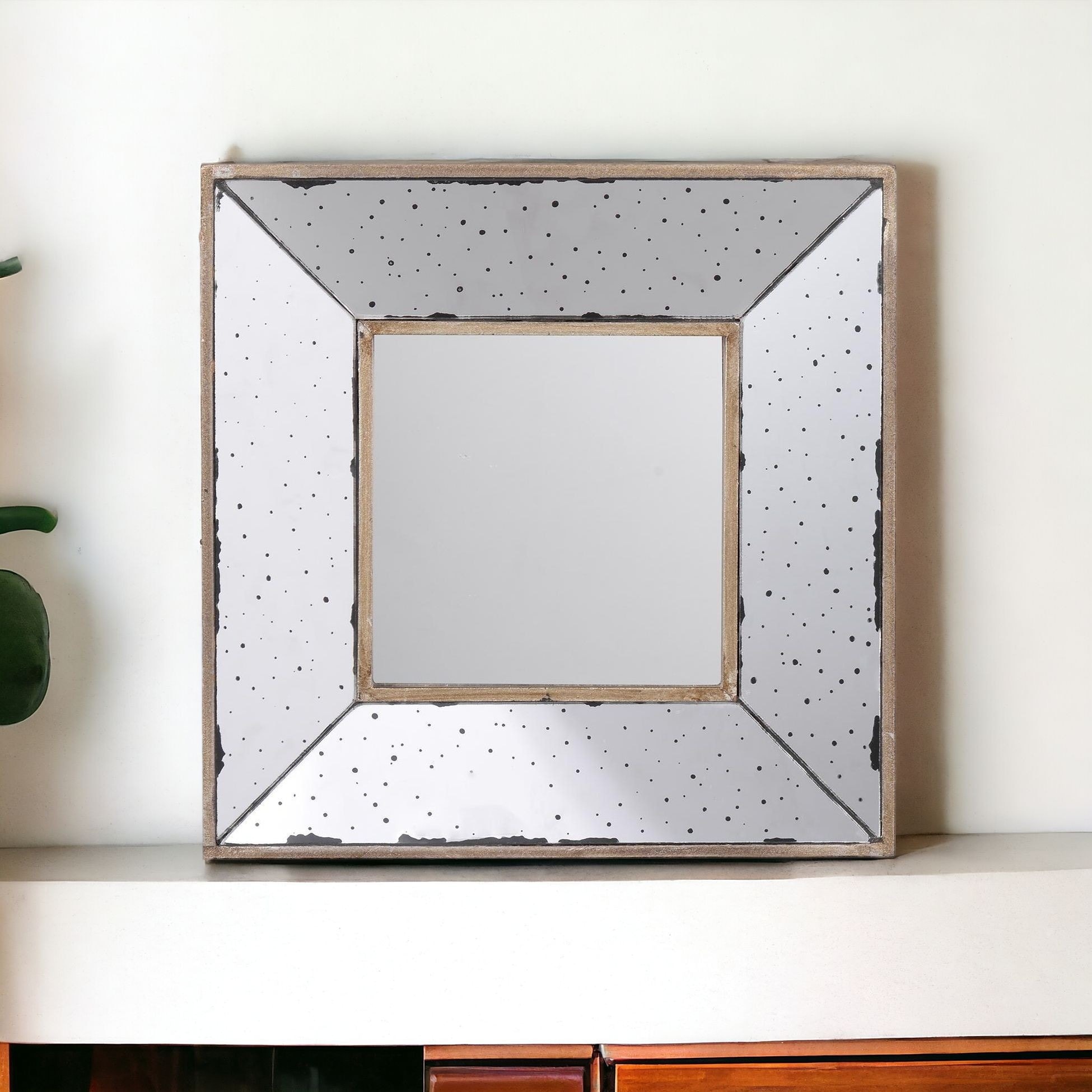 Homeroots 12 In W X 12 In H Square Silver Framed Wall Mirror In The Mirrors Department At 1043