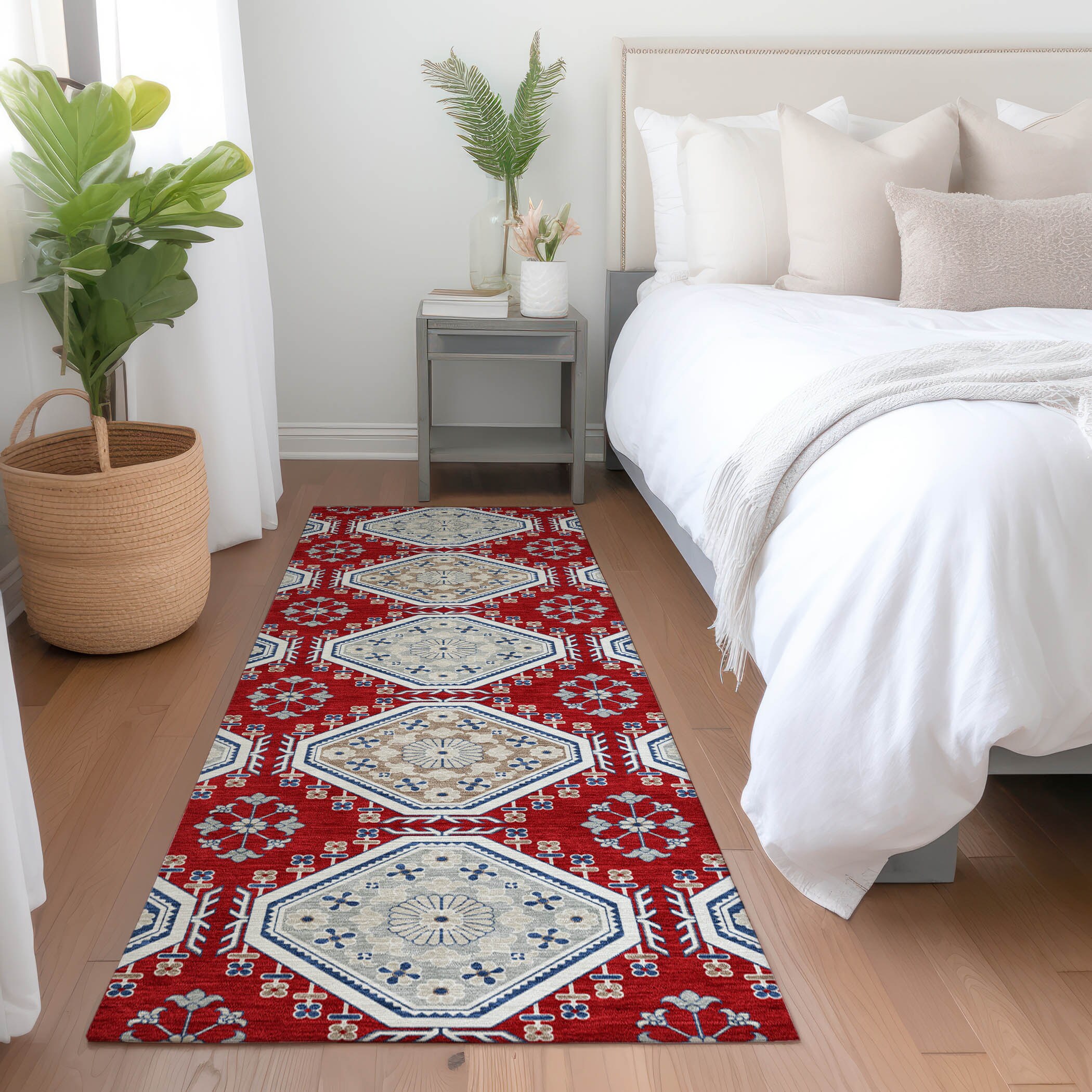 Addison Rugs ACN1448RD2X8 Chantille ACN1448RD 2 x 7 (ft) Polyester Red Rectangular Indoor/Outdoor Geometric Machine washable Runner rug
