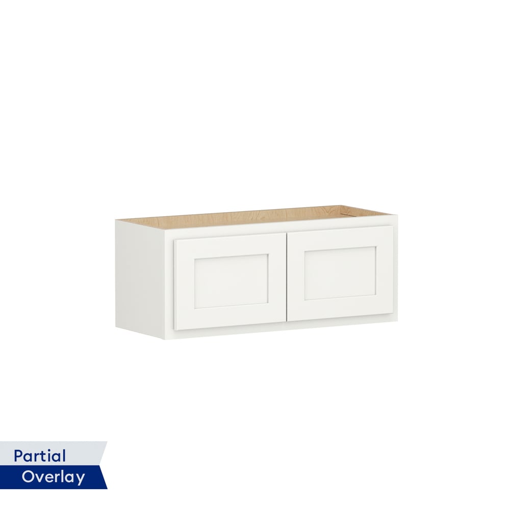 Shenandoah PRO Express SPE 92MPS-801 Breckenridge 30-in W x 12-in H x 12-in D Linen Partial Overlay Wall Fully assembled Plywood Cabinet (Recessed Panel Shaker)