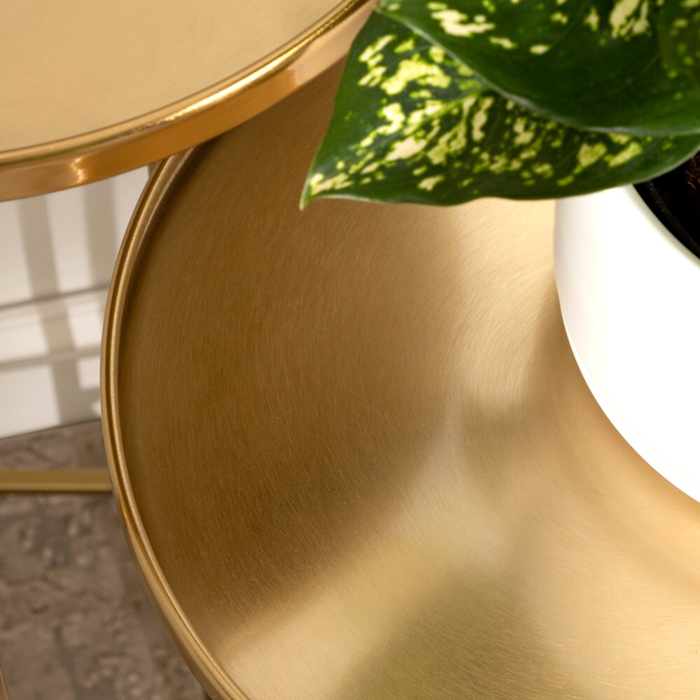 Ulani Gold Round Metal Nesting Accent Table Set