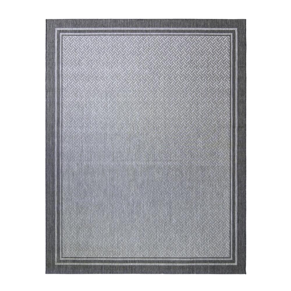 GERTMENIAN 19207 Paseo 8 x 10 (ft) Polypropylene Ash Rectangular Indoor/Outdoor Border Mid-Century Modern Area rug