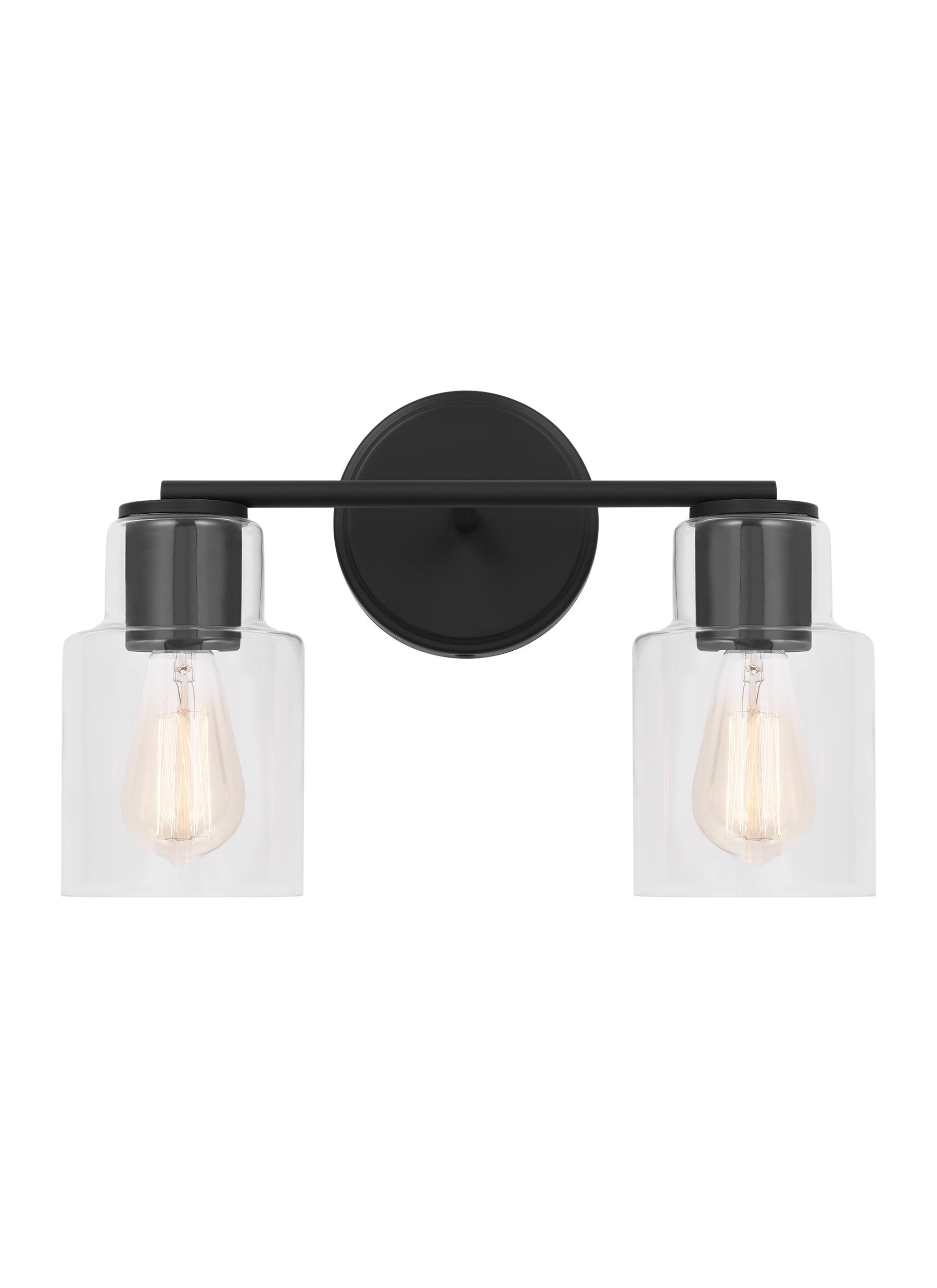 Scott Living DJV1002MBK Sayward 14.125-in 2 -Light Black Transitional Vanity light