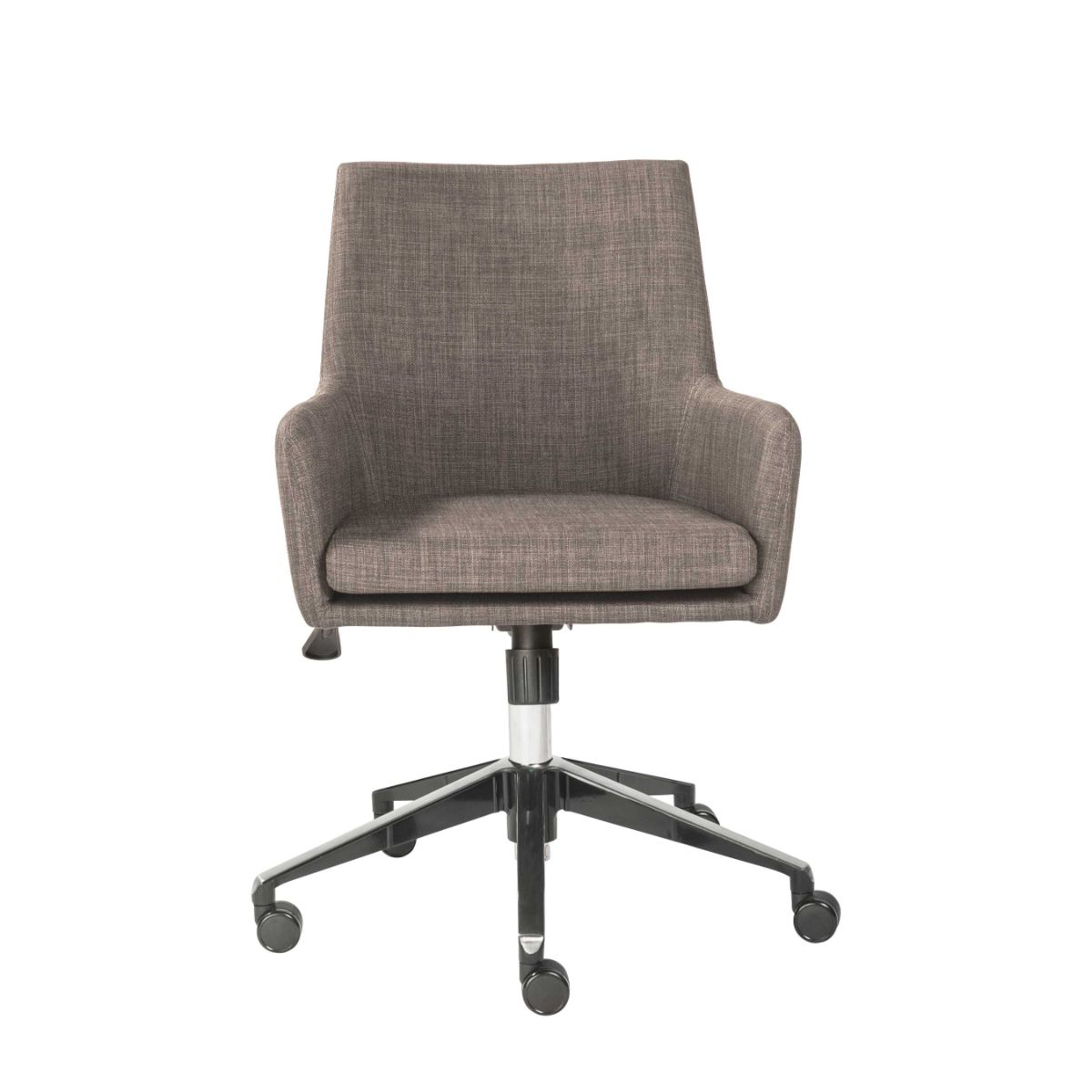 HomeRoots 370504 Amelia Gray Contemporary Adjustable Height Swivel Faux Leather Desk Chair