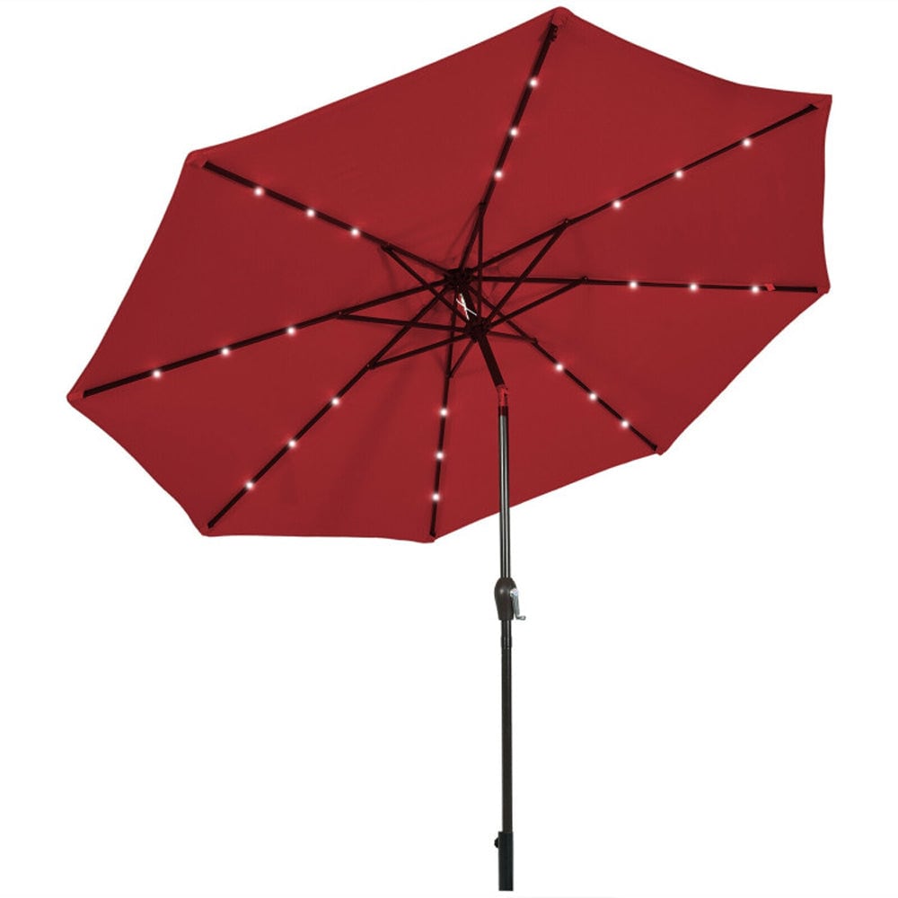 Boyel Living WF-OP2805BUG 10 ft. Steel Cantilever Patio Umbrella with Crank and LED Lights in Burgundy