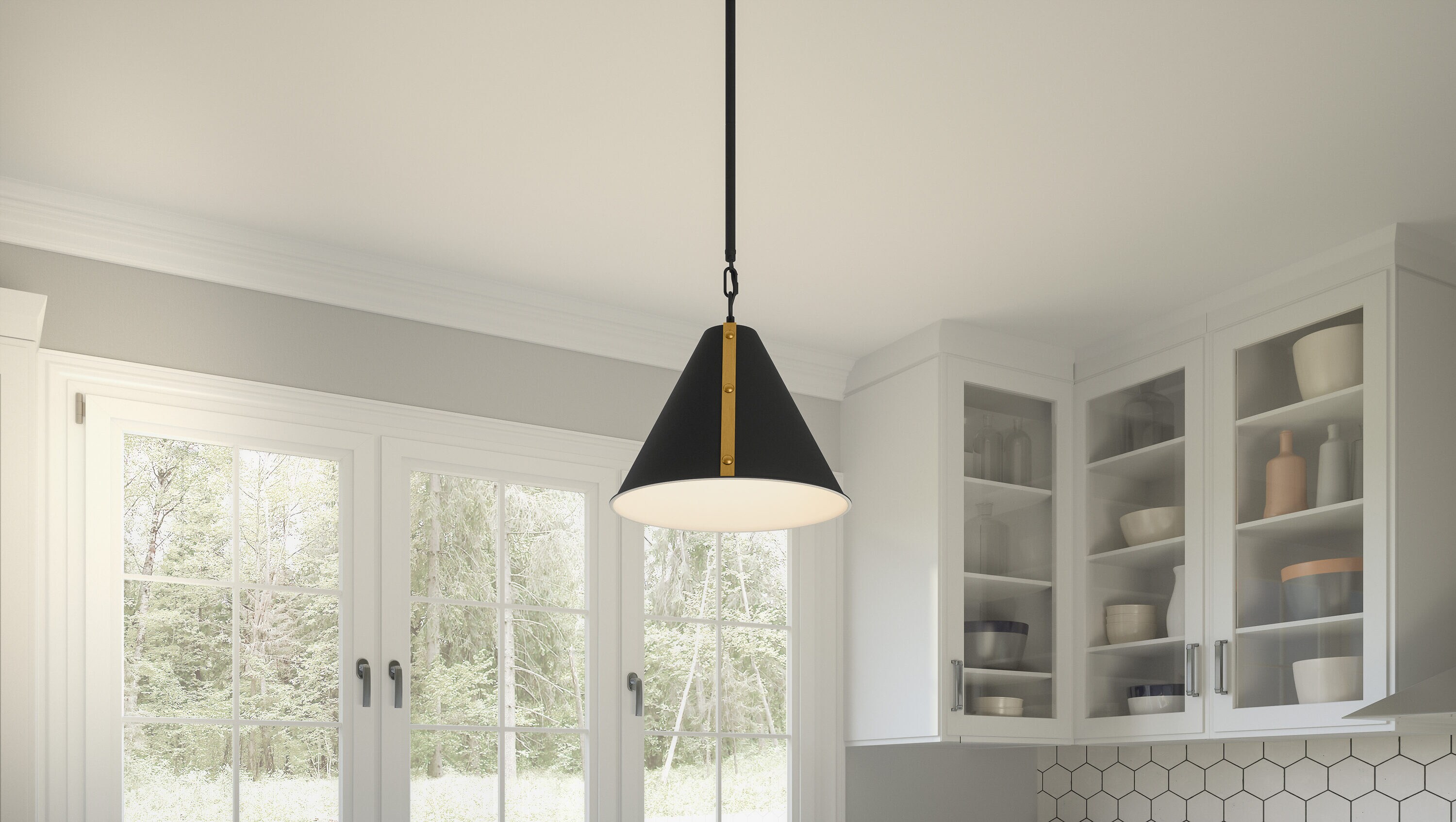 Quoizel Hyde Matte Black Industrial Cone Medium Hanging Pendant Light ...