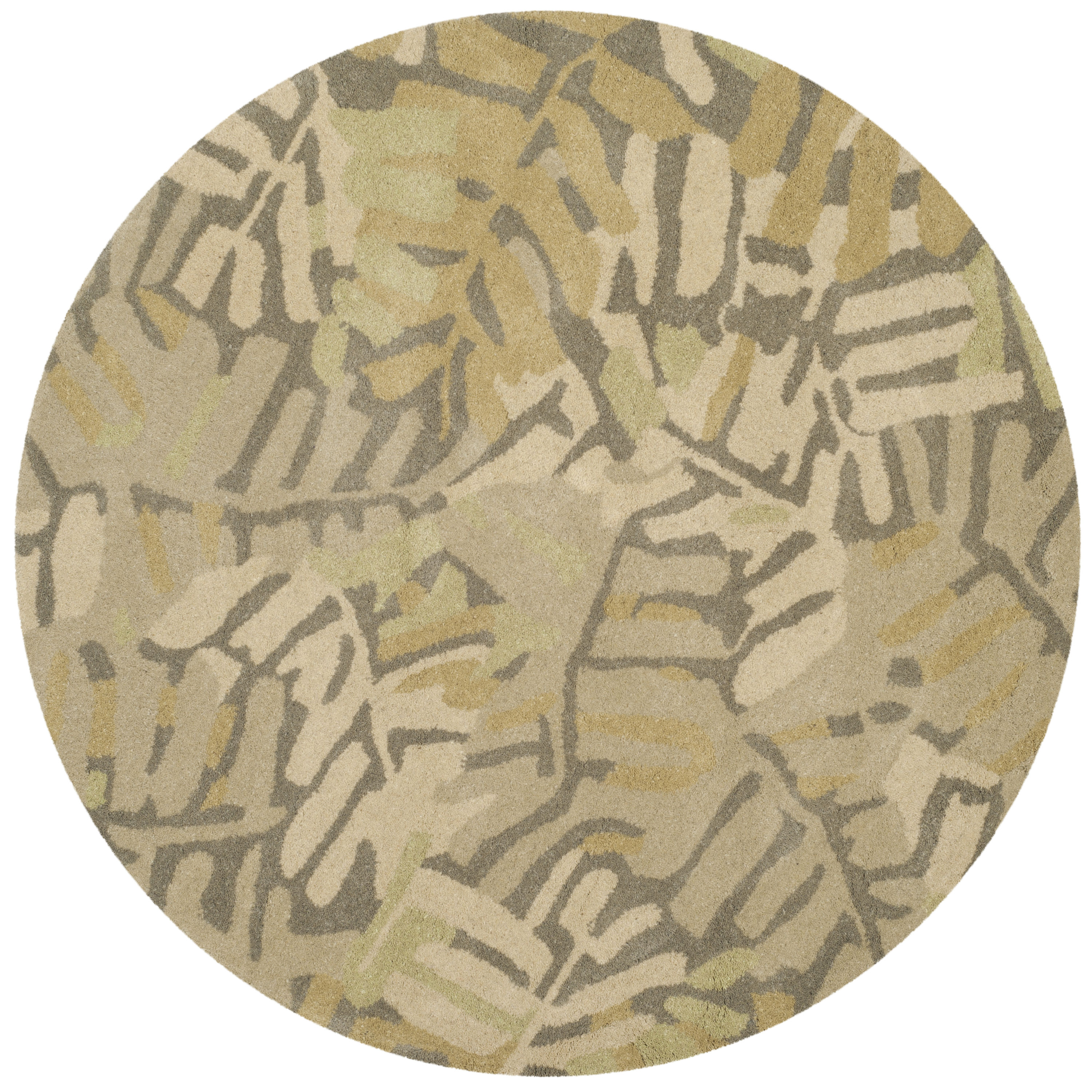 Martha Stewart MSR4548C-8R Palm Leaf 8 x 8 (ft) Tufted Wool Oolong Tea Round Indoor Floral/Botanical Farmhouse/Cottage Area rug