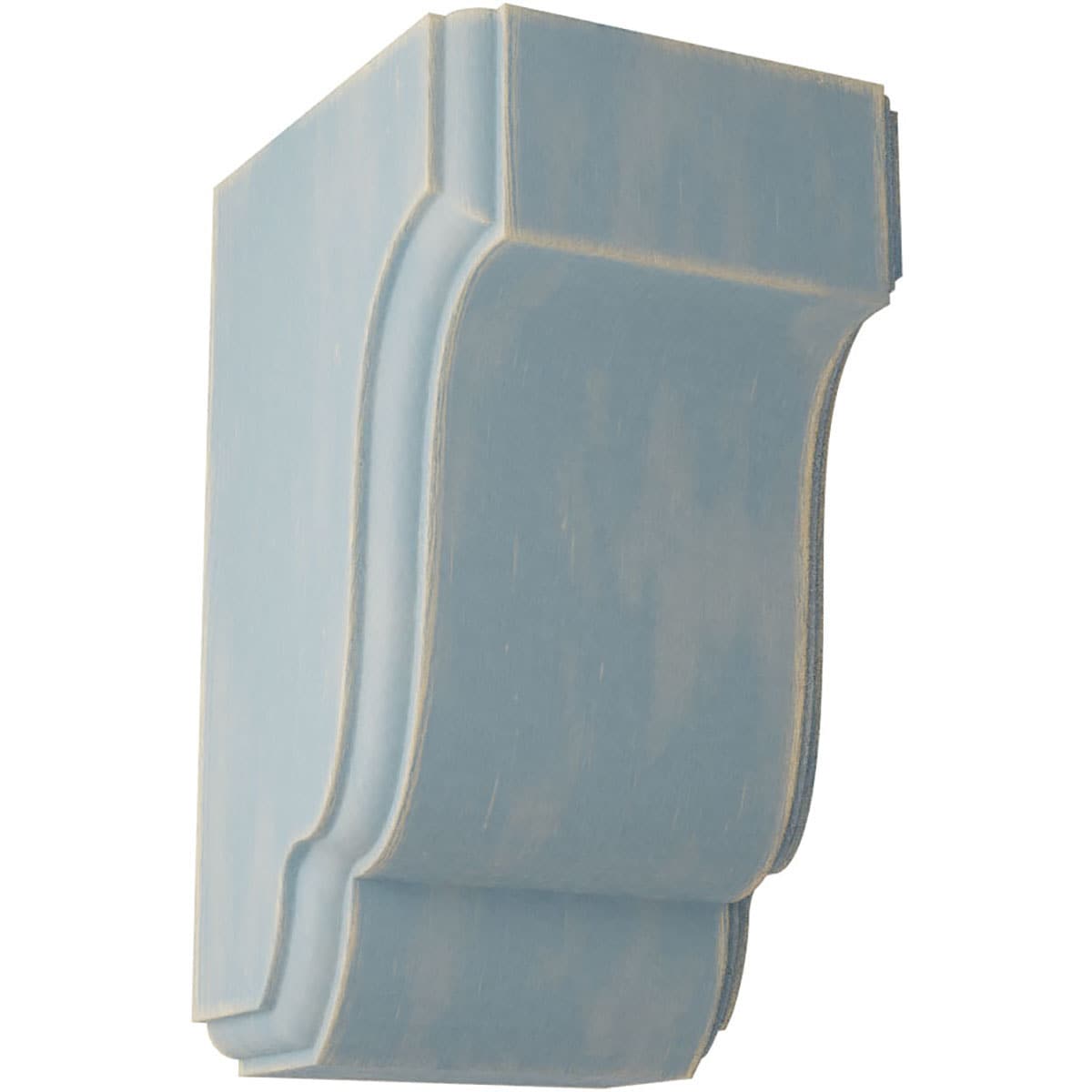 Ekena Millwork CORWD02X02X04CPBU 2.5-in x 2.75-in x 4.5-in Vintage Decor Finished Rubberwood Blue Wood Paintable/Stainable Corbel