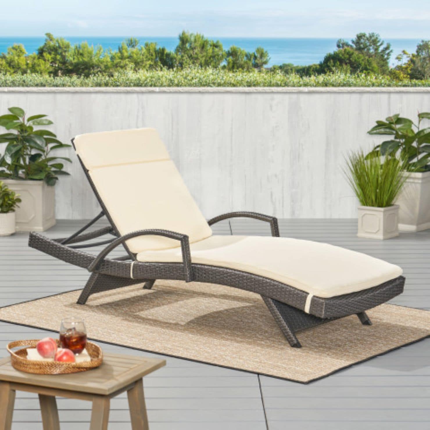 Christopher Knight Home 300977 Sierra Outdoor Chaise Lounge Replacement Cushion - Beige (Without Chaise Lounge)
