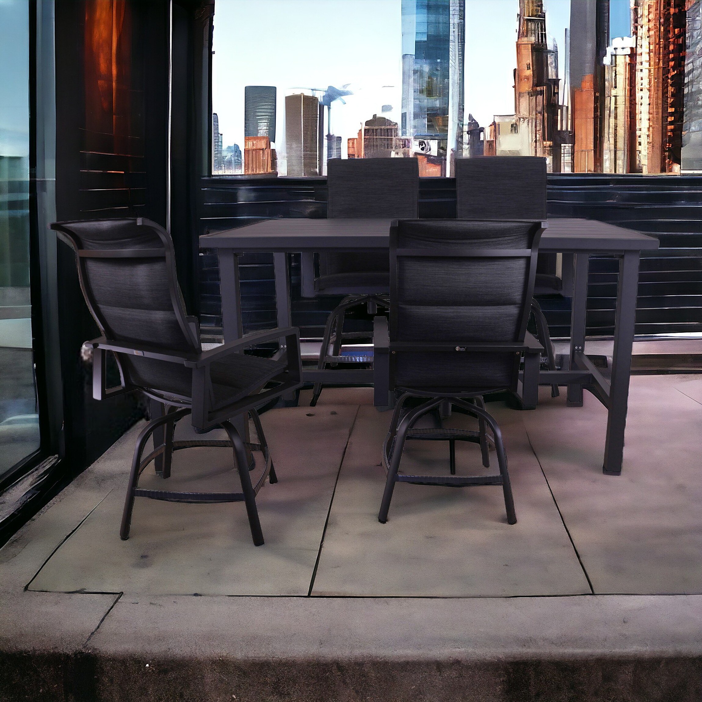Courtyard Casual 5858 Santorini Black 5-Piece Patio Conversation Set with Black