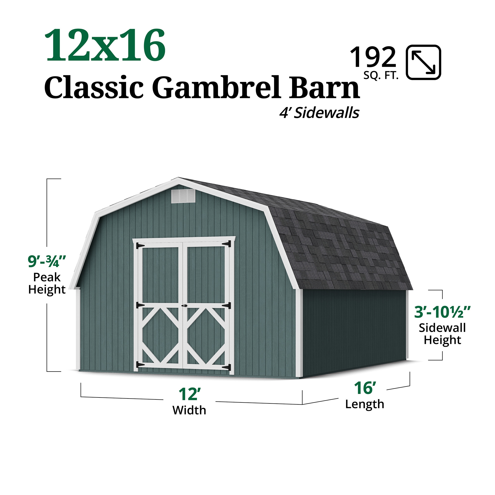 Little Cottage Co 12X16 CGB-4-PC-FK Wood-Storage-Buildings - View #3